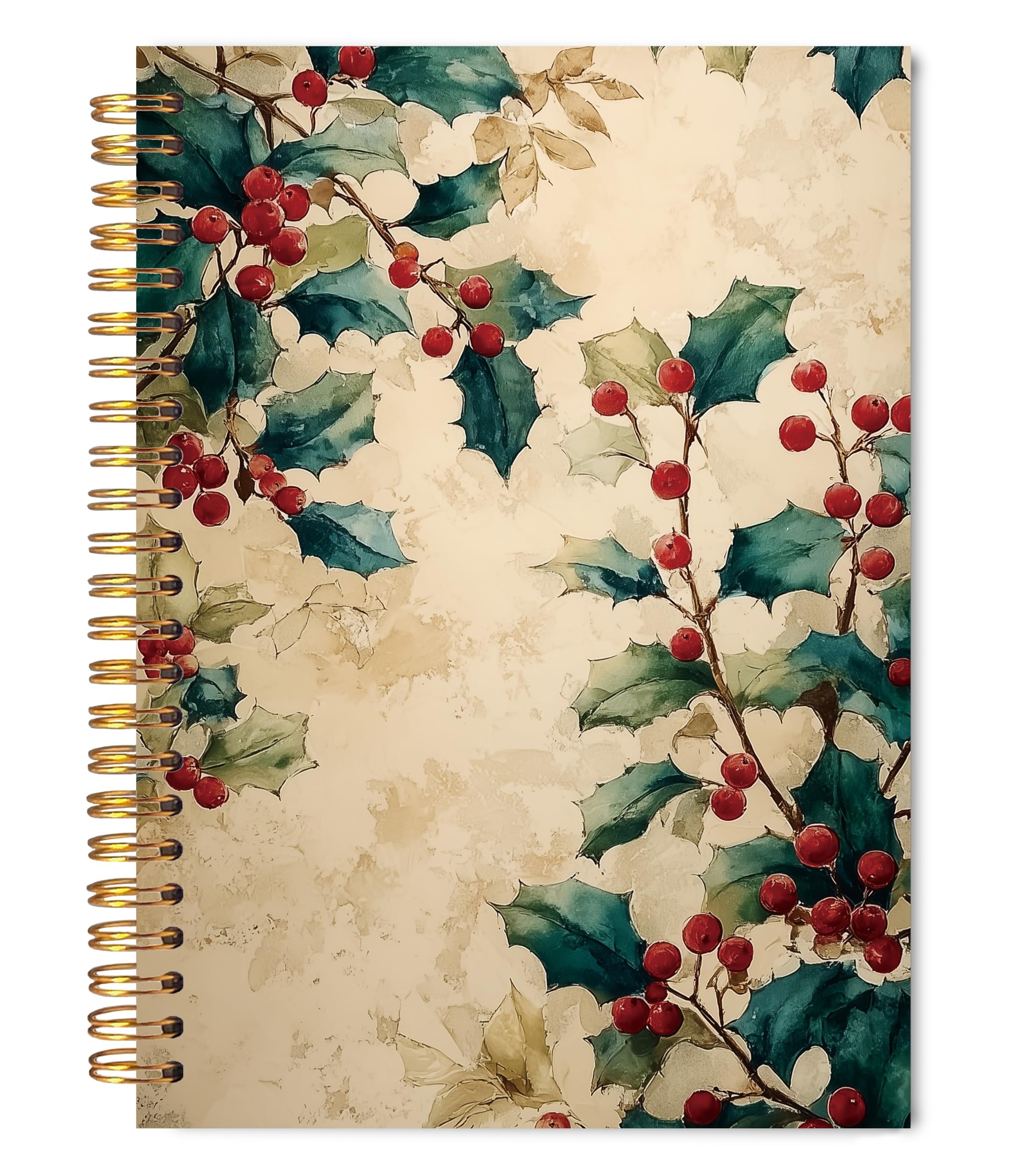 Carnet botanique de houx rétro à spirales format A5 14x21 cm - 8