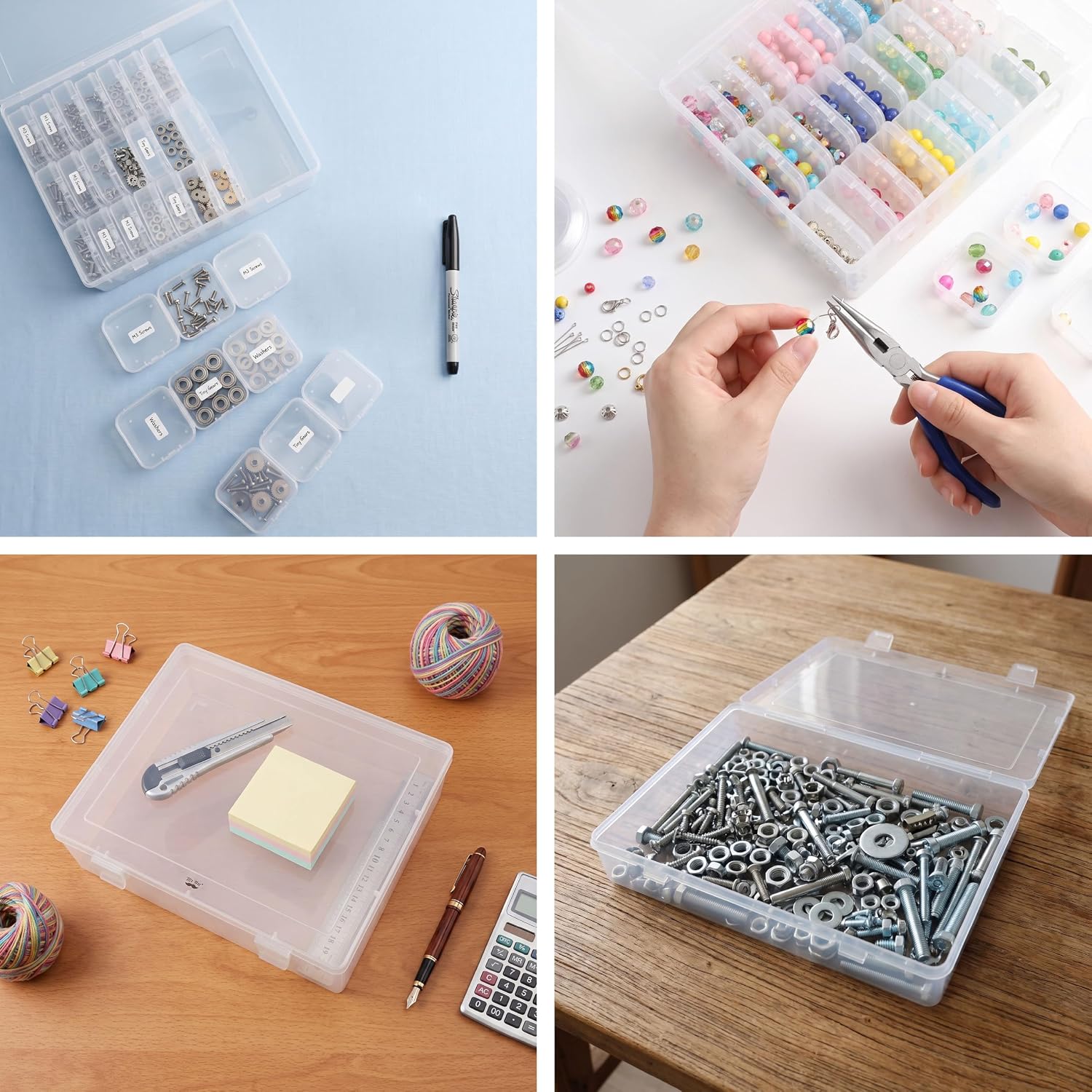 Mr. Pen- Bead Organizer Box, 30 Mini Clear Beads Organizers and Hinged Lid