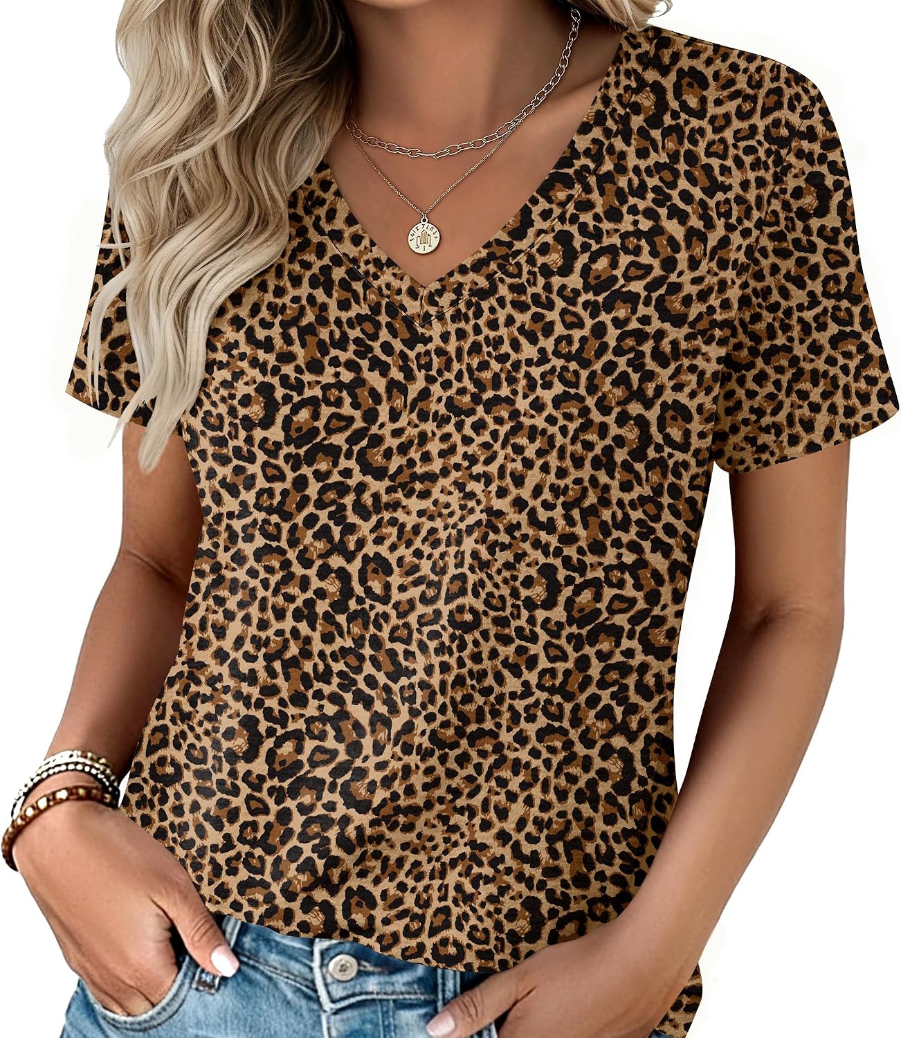 Zeagoo Womens V-Neck Tops Summer Casual Short Sleeve Tshirts S-3XL