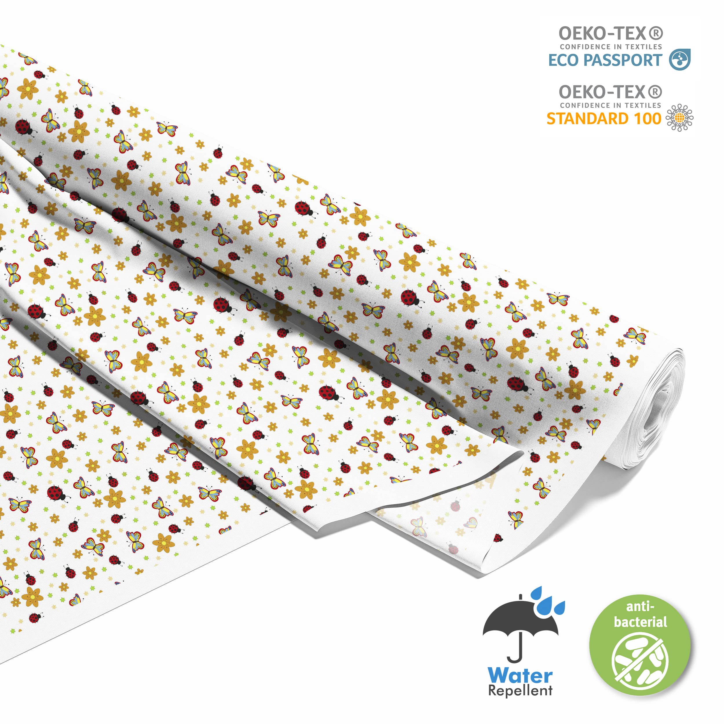 HEKO PANELS Tela Para Tapizar Impermeable Por Metro Telas Tintada Para Sofas Gruesa Resistente Al Desgaste Antimanchas Sillas Loneta Estampada Mariposas Mariquita 5 Metros 155 x 500 cm