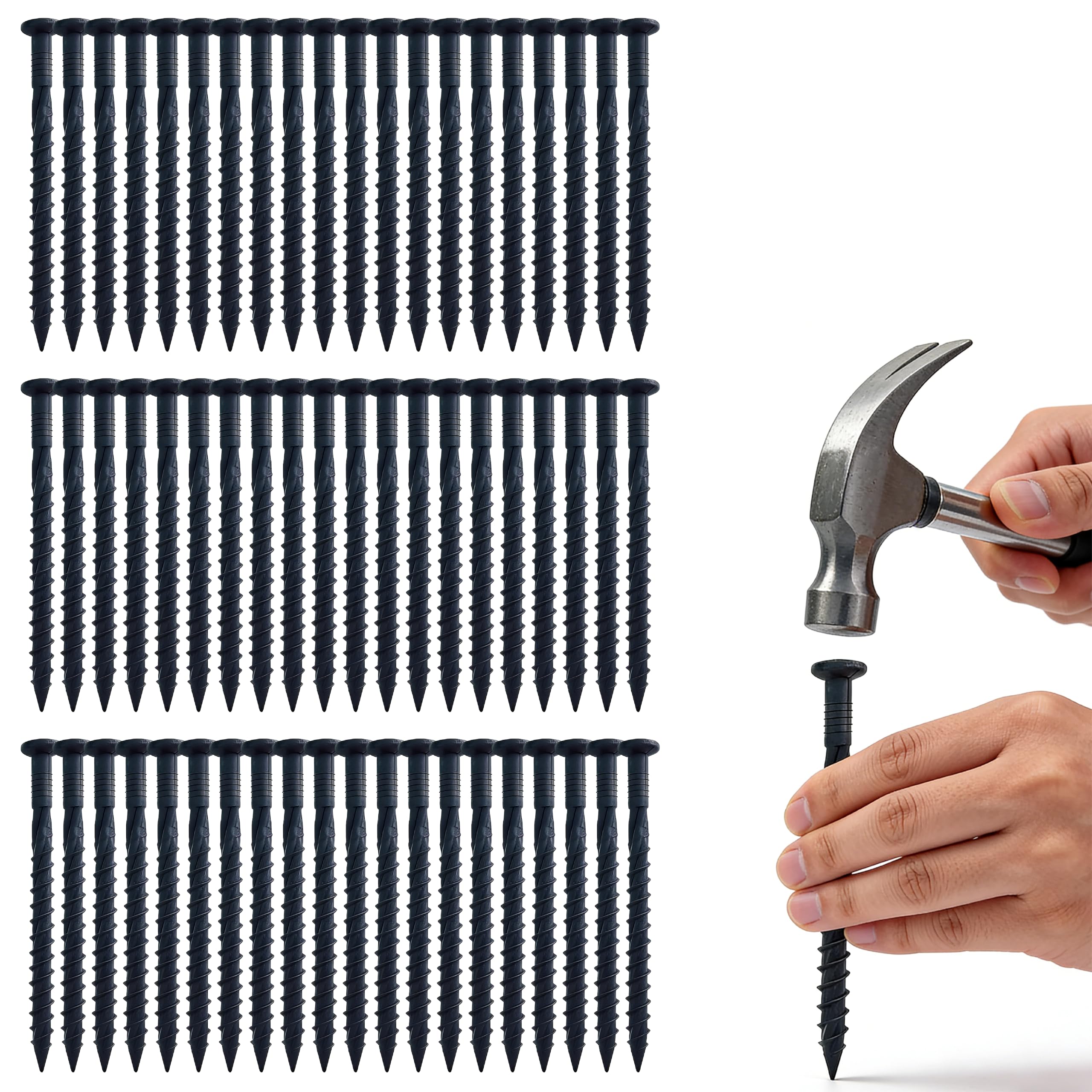 60-Pack Artificial Grass Pegs – Heavy-Duty Plastic Garden Stakes with Sharp Tips for Weed Membrane, Lawn Edging & Landscaping – 20cm Reusable Anchor Pins for Outdoor Ground Fixing