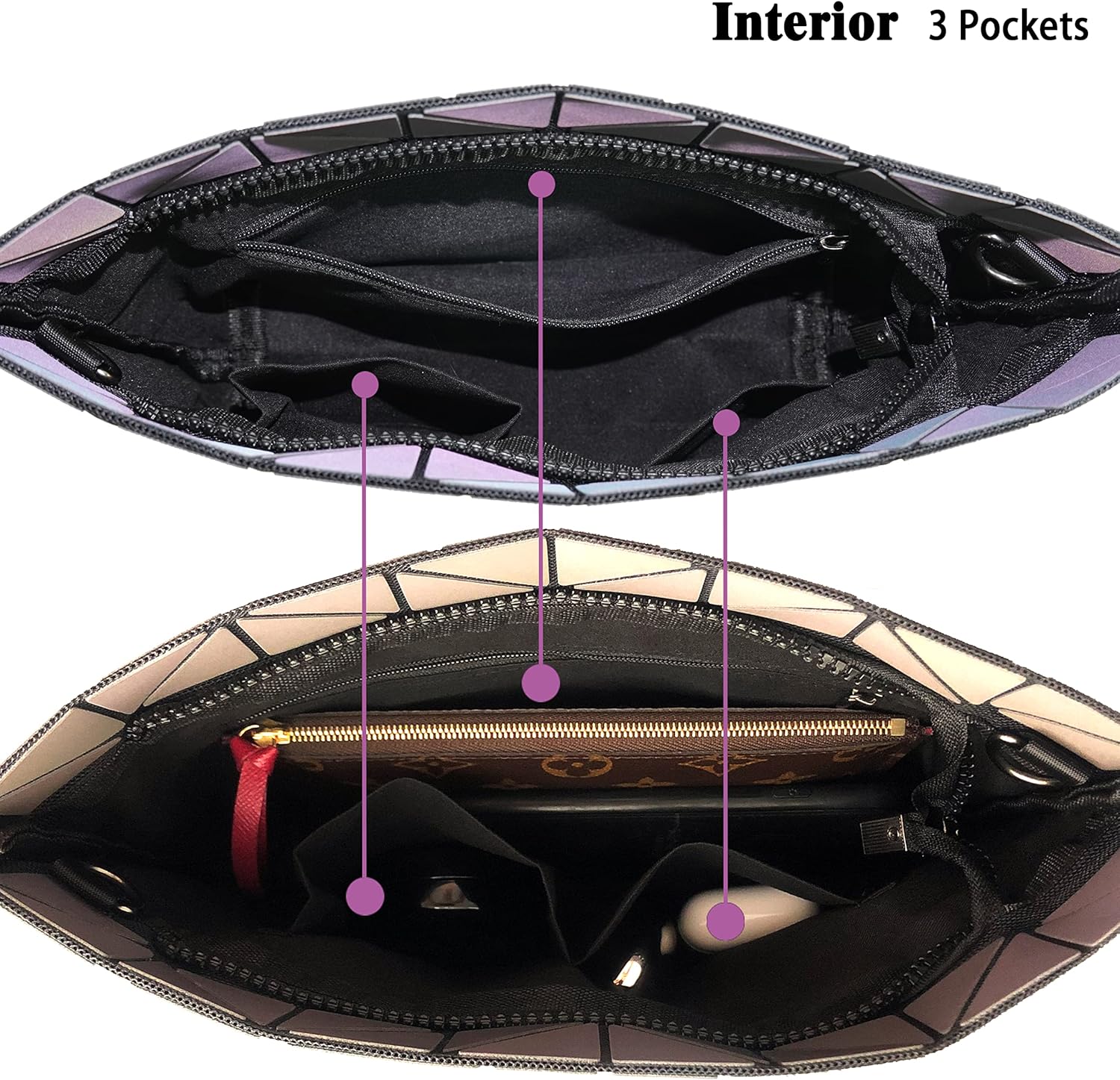 Small Clutch Geometric Purses for women Daily Use Purse Luminous Purses and Shoulder bags Geometrics Bags and Holographic crossbody bag - Image 4