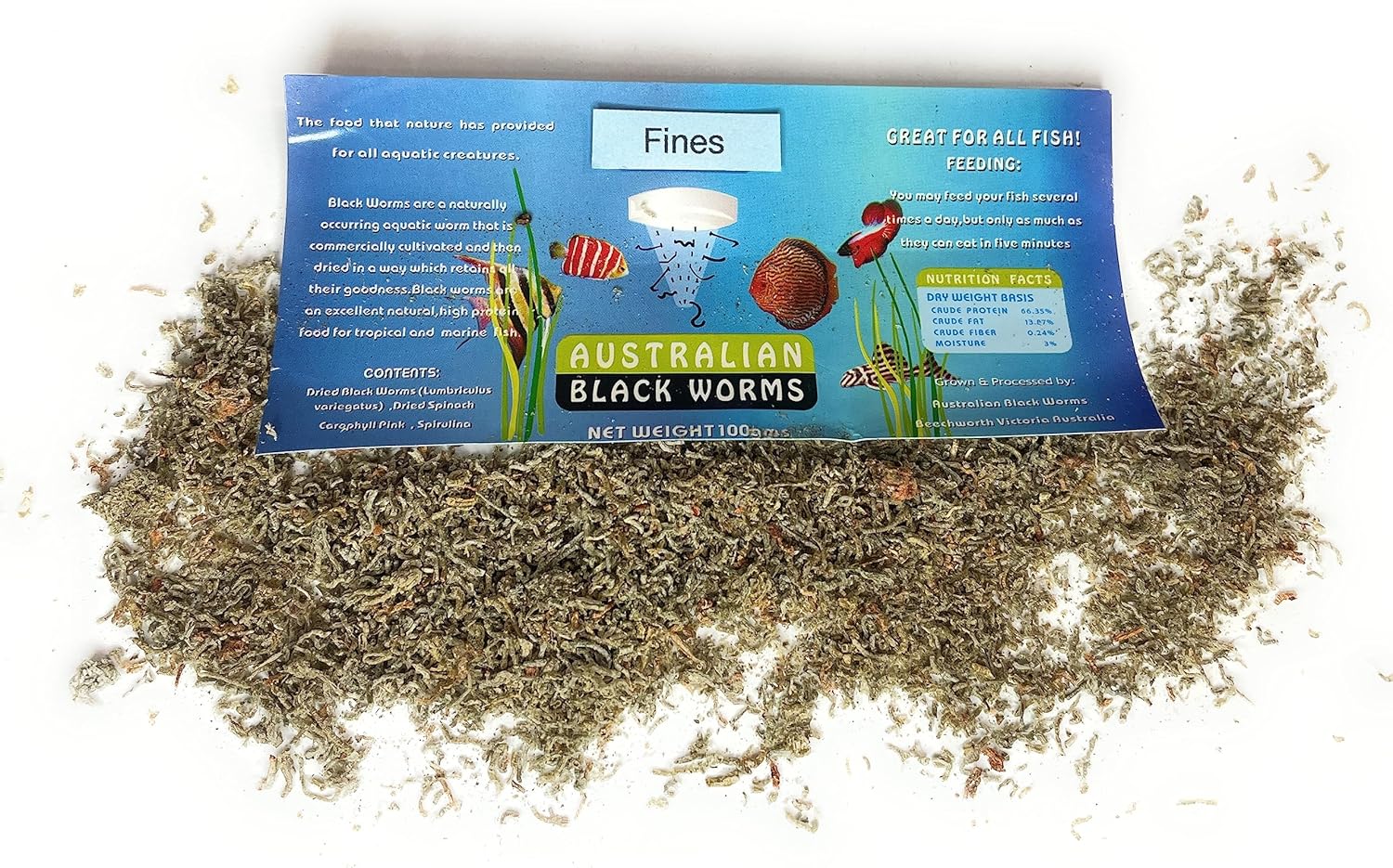 Fine Australian Freeze Dried Black Worms Blackworms 100