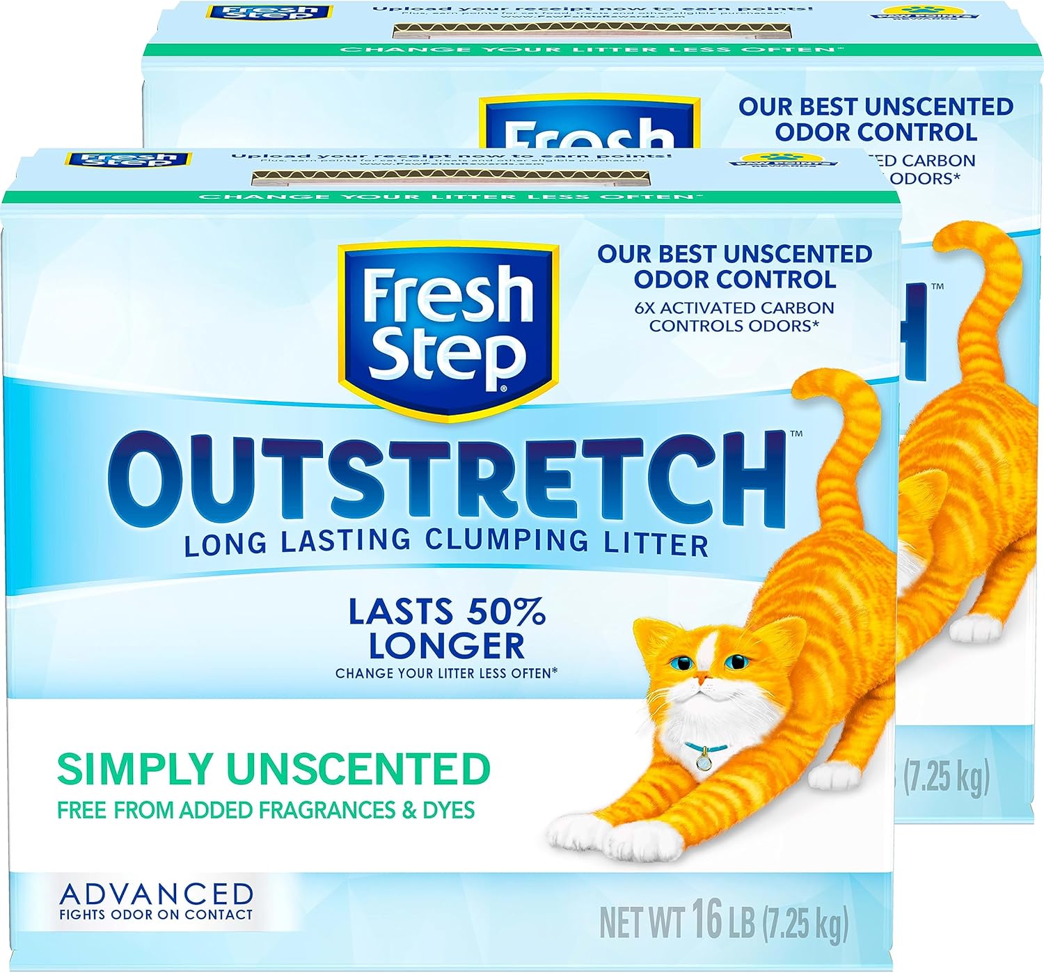 Fresh Step Outstretch, Clumping Cat Litter, Advanced, Unscented, Extra Large, 32 Pounds total (2 Pack of 16lb Boxes) Unscented 32 lb