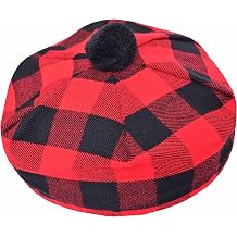 Tam o Shanter - Traditional Scottish Hat for Men, Authentic Bonnet Acrylic Wool Women Cap with Pom-Pom, One Size Fits for All