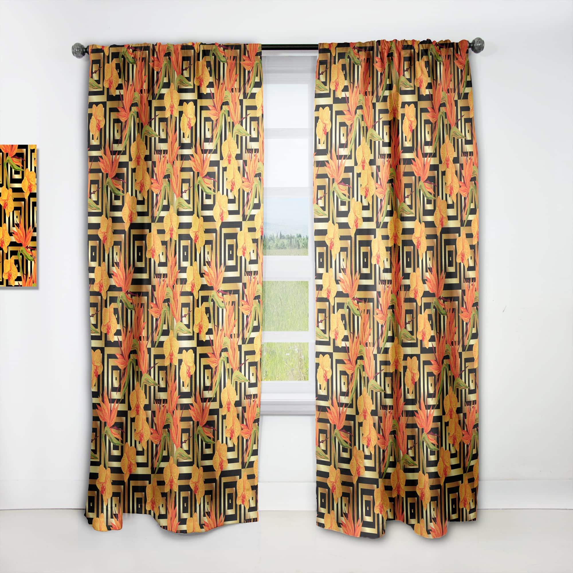 Rideaux Modernes Tropical Gold Luxe Pattern III occultants légers