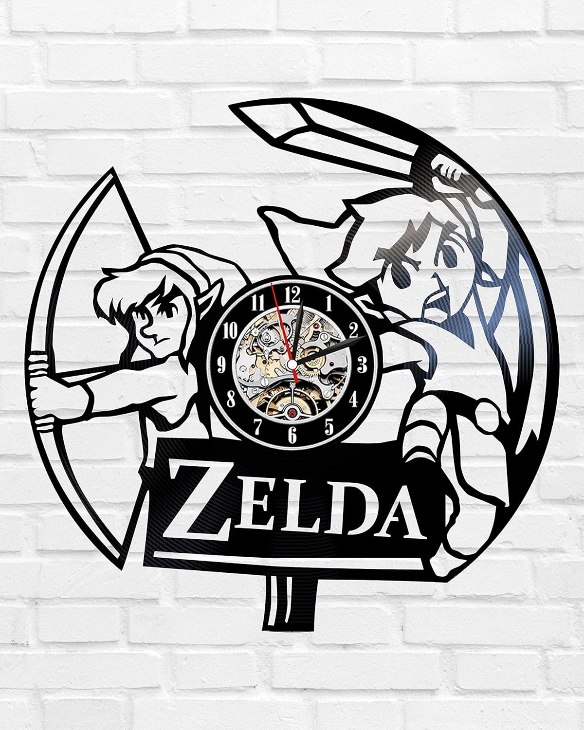 Link Wall Clock The Legend Minimalist Clock 12 Inch Black Birthday Gift Idea for Kids Decorations for Nursery Retro Wall Clock Link Wall Art Vintage Vinyl Record Clock Online Game