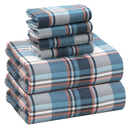RUVANTI Flannel Sheets Queen Size 6 Pcs - 100% Cotton