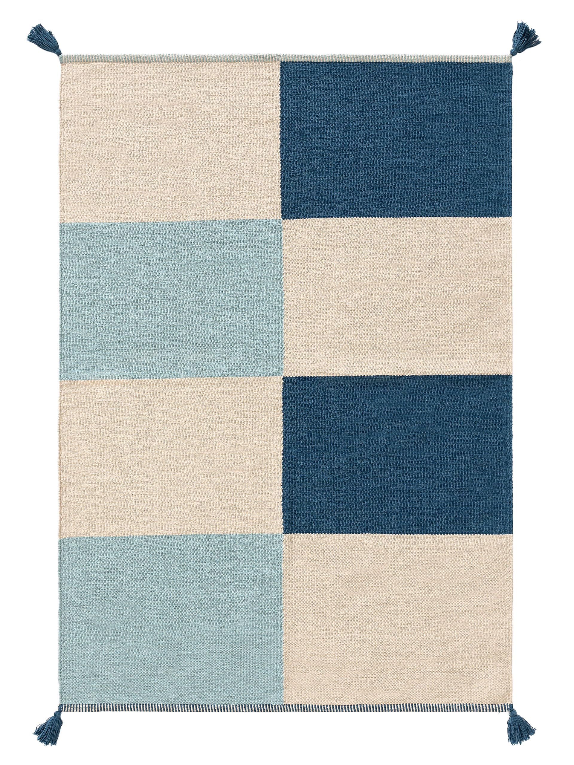 Tapis enfant coton bleu 120x170 lavable style scandinave pour chambre salon