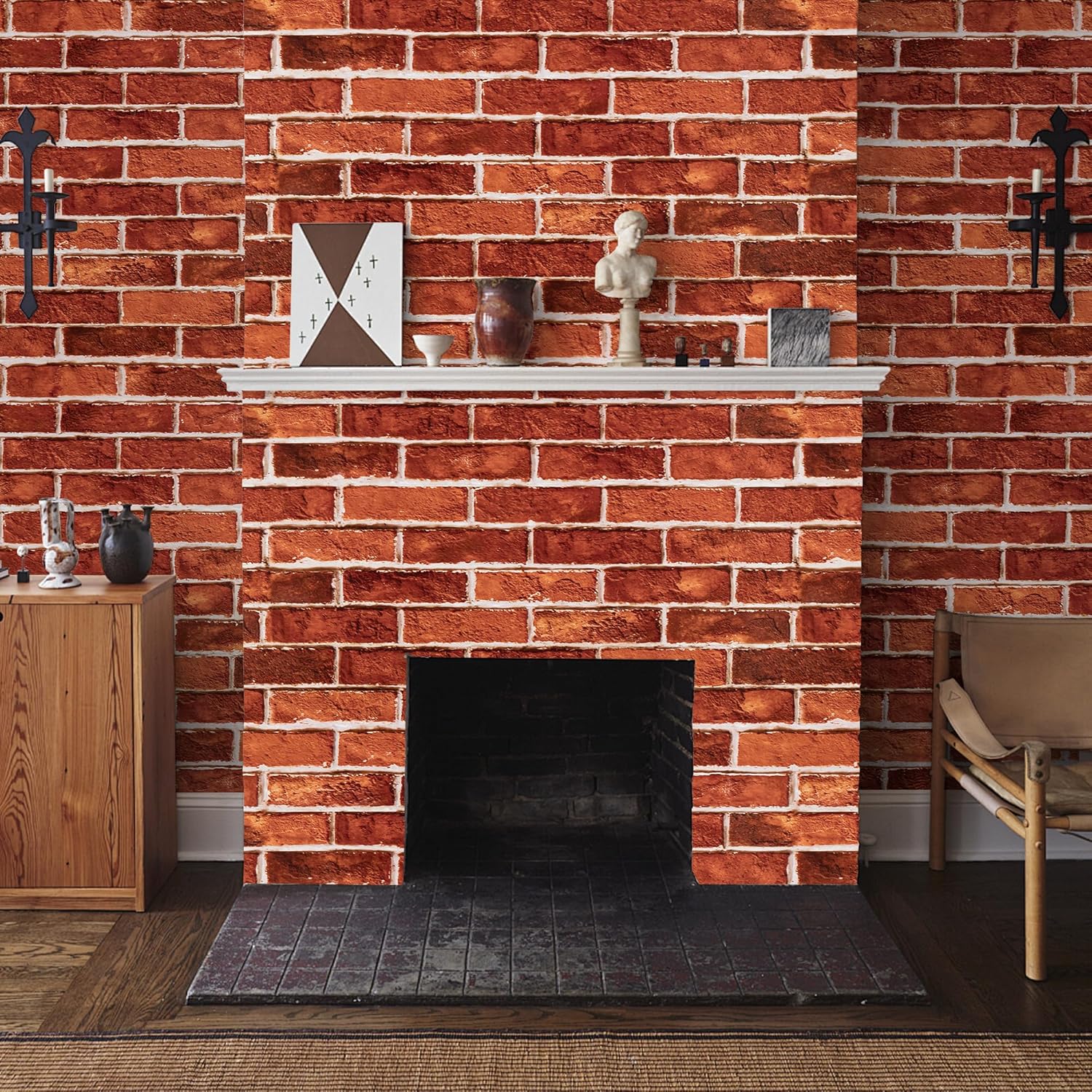 Anmon Brick Wallpaper Peel and Stick Wallpaper 17.7" x 236", White Gray Contact Paper Waterproof, Christmas Grey Vinyl Roll Self Adhesive Removable Wall Paper Textured for Walls Bedroom Backsplash