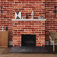 Anmon Brick Wallpaper Peel and Stick - Self Adhesive Removable Red Brick Wall Paper for Christmas Fireplace - Waterproof Stone Vinyl Contact Paper for Kitchen Bedroom and Living Room Walls