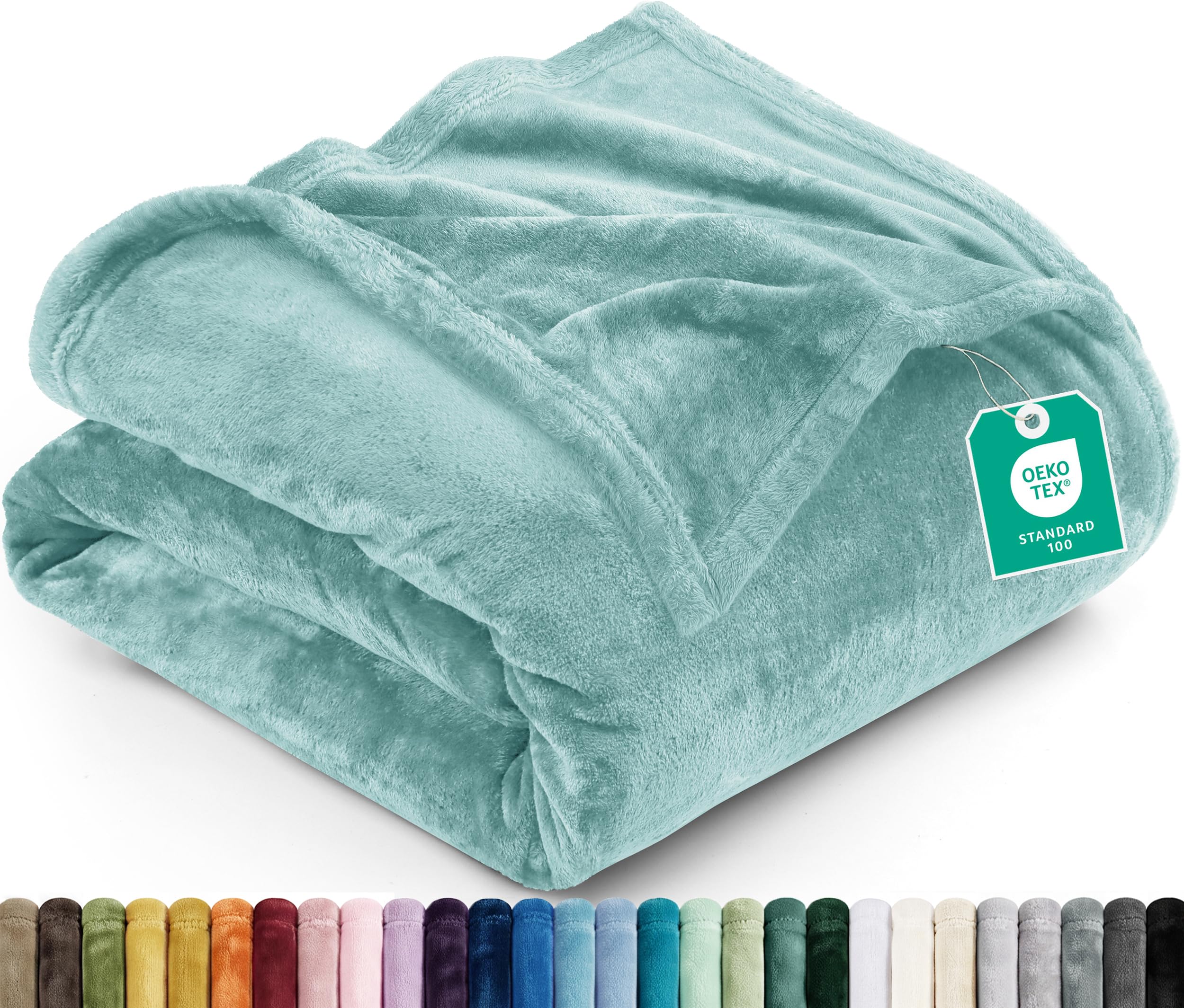 Utopia Bedding Soft Fleece Bed Blanket Queen Size Celadon (90x90 Inch)