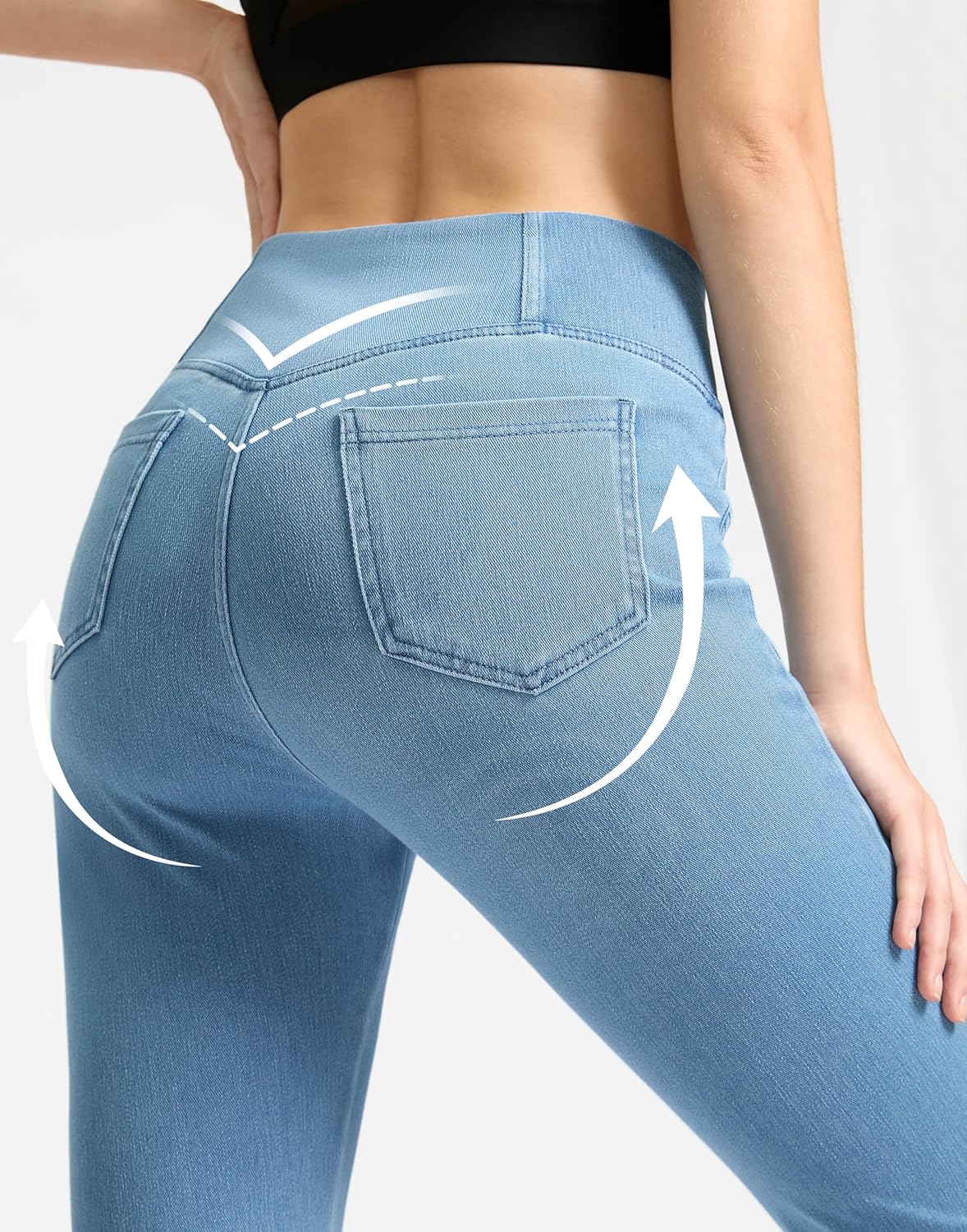 Rammus Pull on Jeggings for Women High Waisted Crossover Stretchy Skinny Jeans Tummy Control Denim Leggings - Image 5