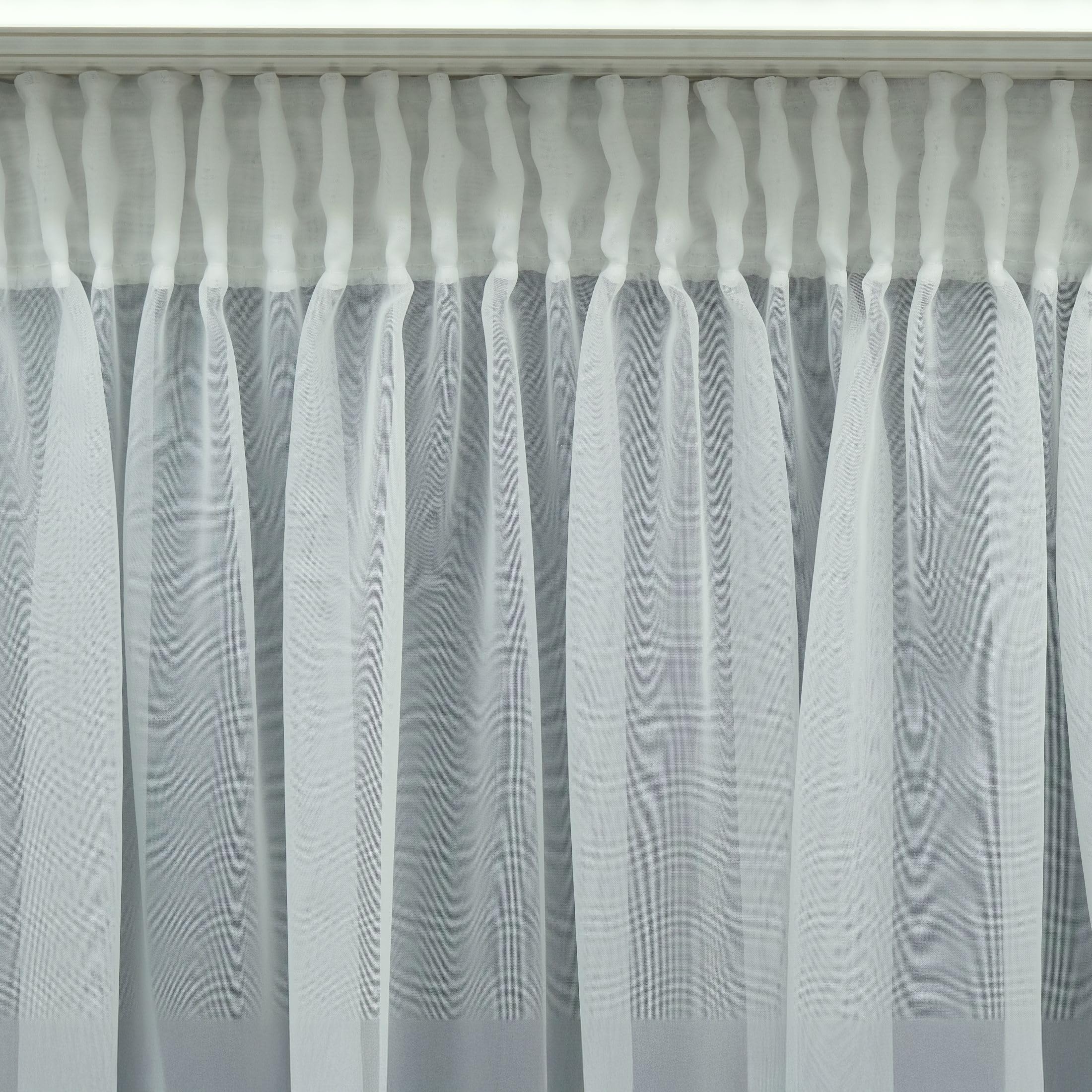 Voile Gardine Weiß mit Kräuselband Halbtransparent