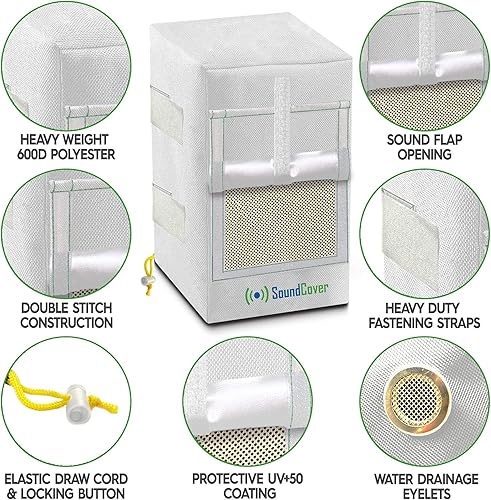 Miniatura 3 de Dos cubiertas blancas impermeables 600D para altavoces montados en soporte C - Compatible con Yamaha NS-AW150, Polk Audio Atrium 5 (dimensiones