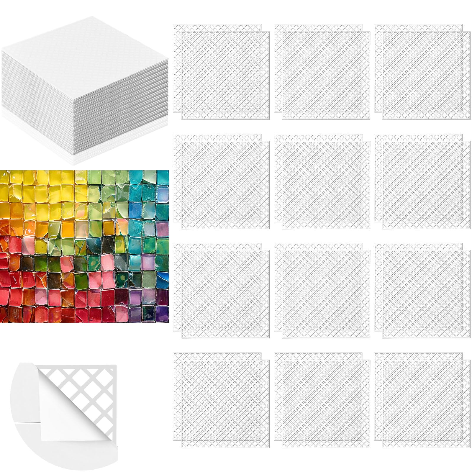 Teenyyou 22 griglie per mosaico con retro in rete con forte adesivo per installazione di piastrelle, 30,5 x 30,5 cm, resistenti alcaline in fibra di vetro