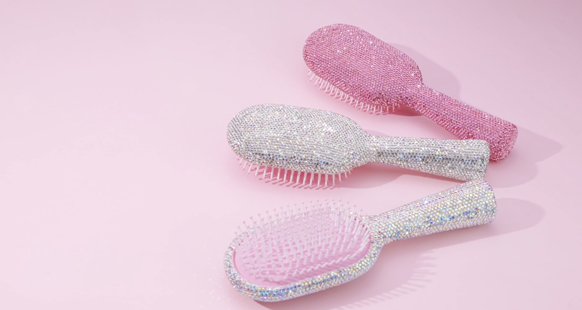Wet Austrian Crystal Rhinestone Hair Brush - Sparkle-Embellished Detangler Amazon.com : Bestbling Bling Smooth and Detangle Hair Brush  main image 2