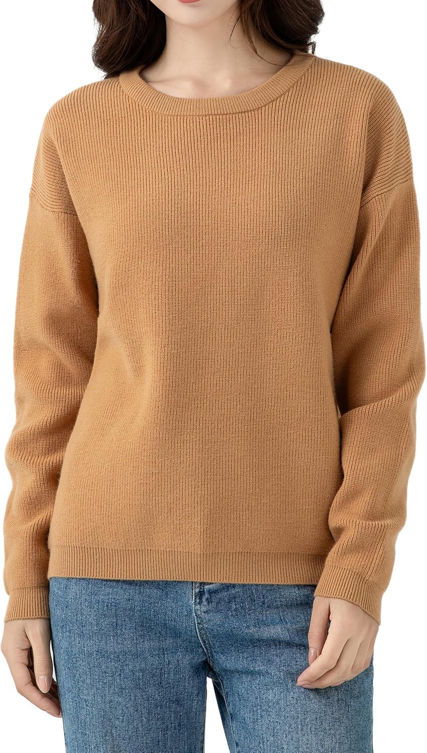 Simple&Opulence Casual Pullover Sweaters for Women,Long Sleeve Solid Color Crewneck Warm Tops