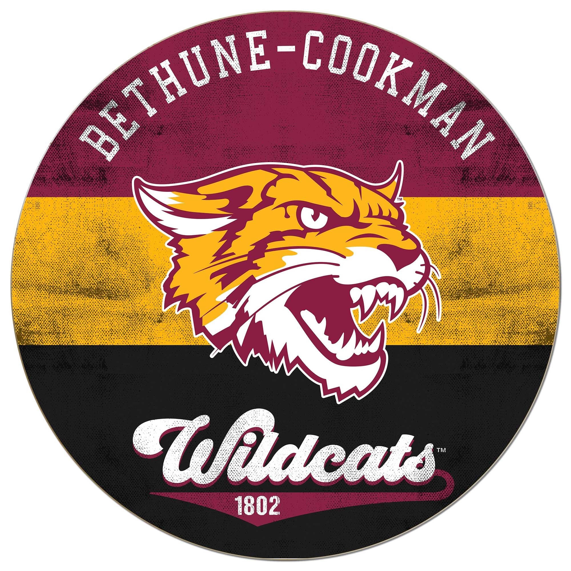 KH Sports Fan Bethune-Cookman Wildcats Multi-Color Retro Circle Sign, 20x20 Inches, Wildcats Decor for Dorm, Fan Cave, Living Room; Display Your Team Spirit with This Bethune-Cookman Wildcats Wall Art