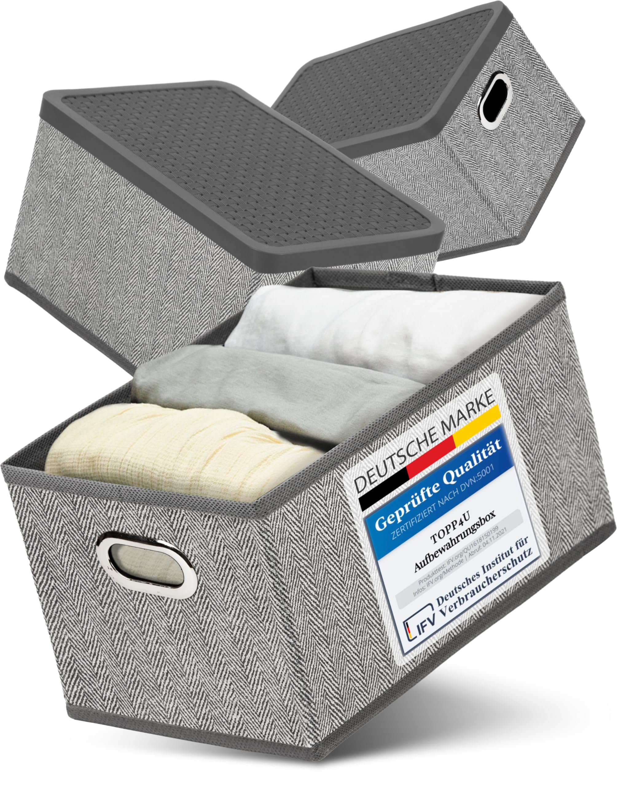 DAYARD Faltbare Aufbewahrungsbox Mit Deckel – Leinenstoff, Stapelbar, 50x35x30 Cm