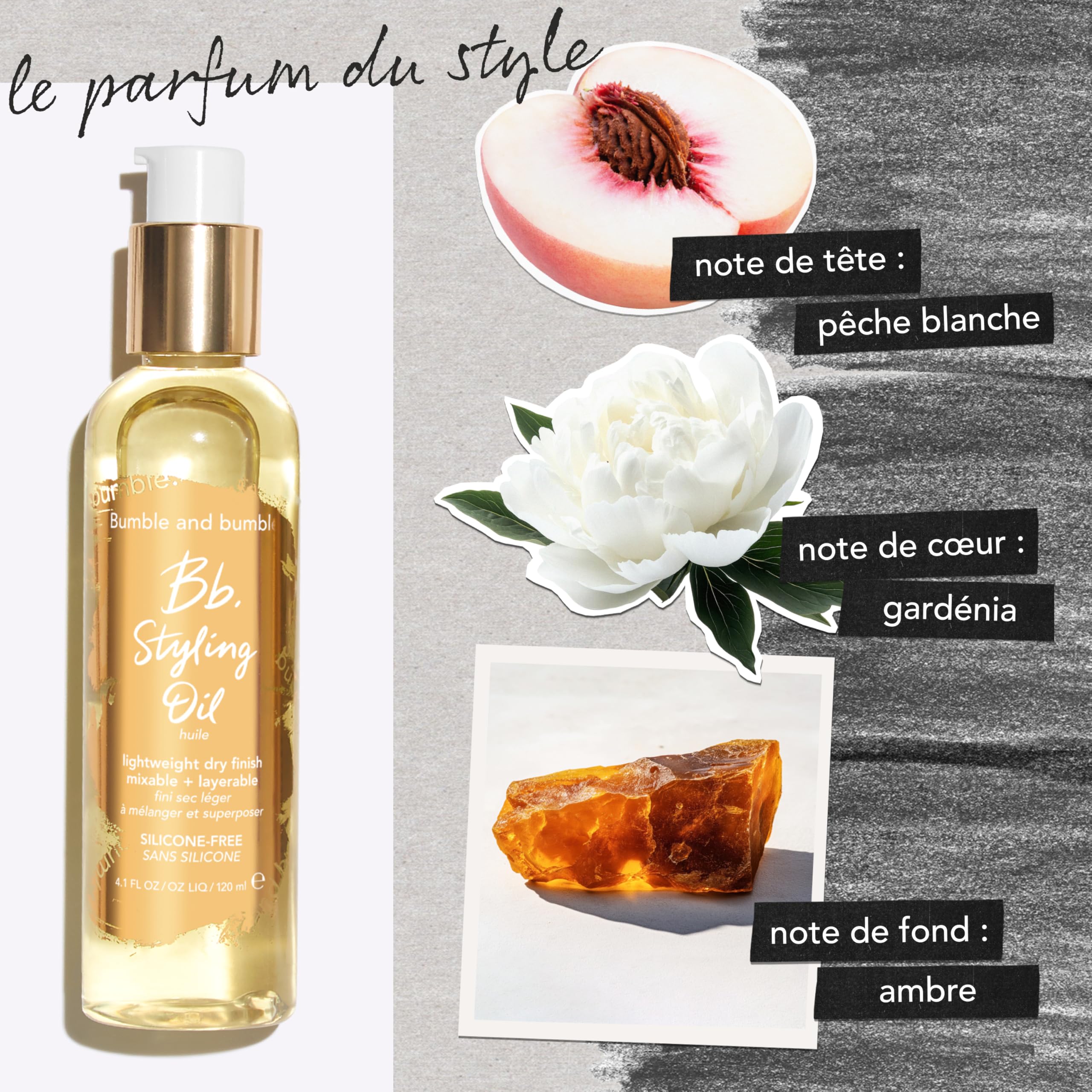 Bumble and bumble. Styling Oil Huile cheveux prévient la formation des pointes fourchues + anti-frisottis