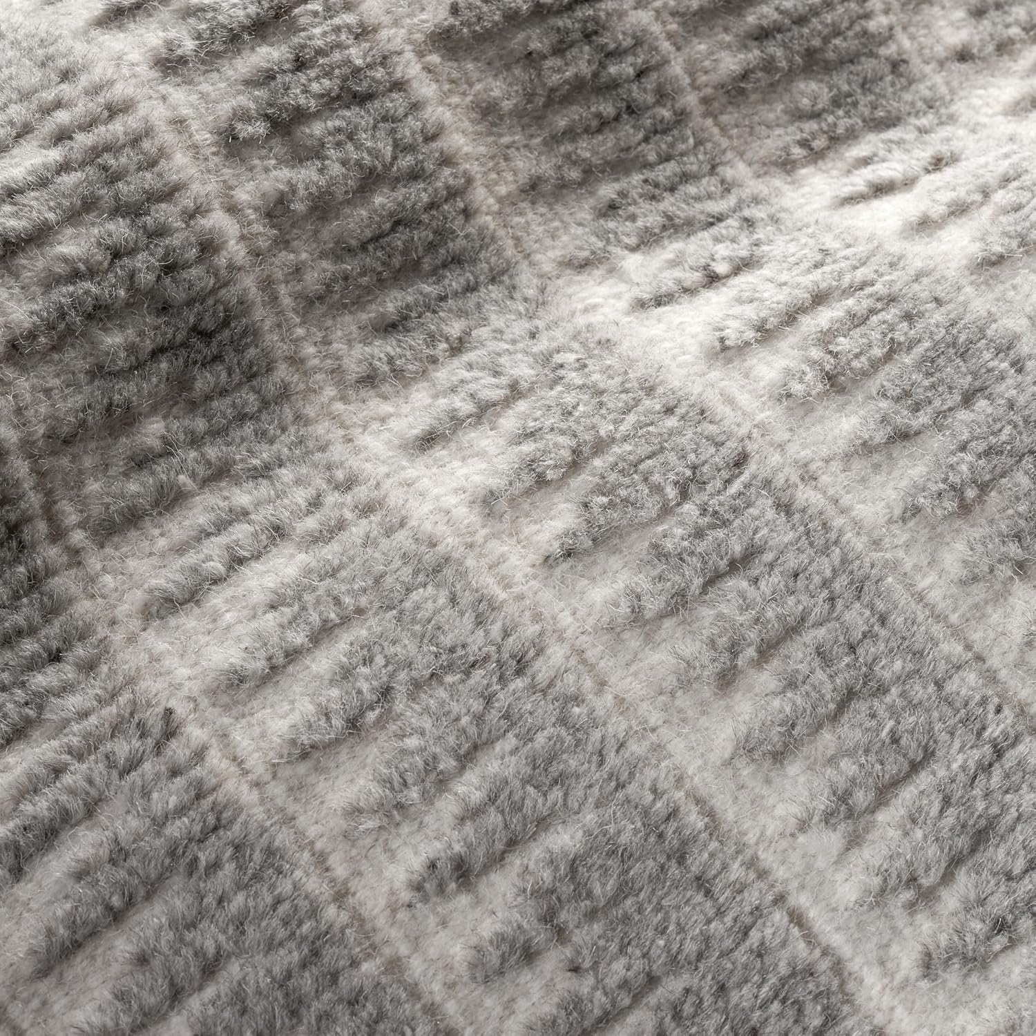 Dash & Albert Whitby Grey Hand Knotted Wool Rug, 7.5 X 9.5 Feet, Grey Geometric Pattern - Premium Luxury Hotel Quality Soft Breathable Hypoallergenic Machine Washable Easy Care All Season Comfortable