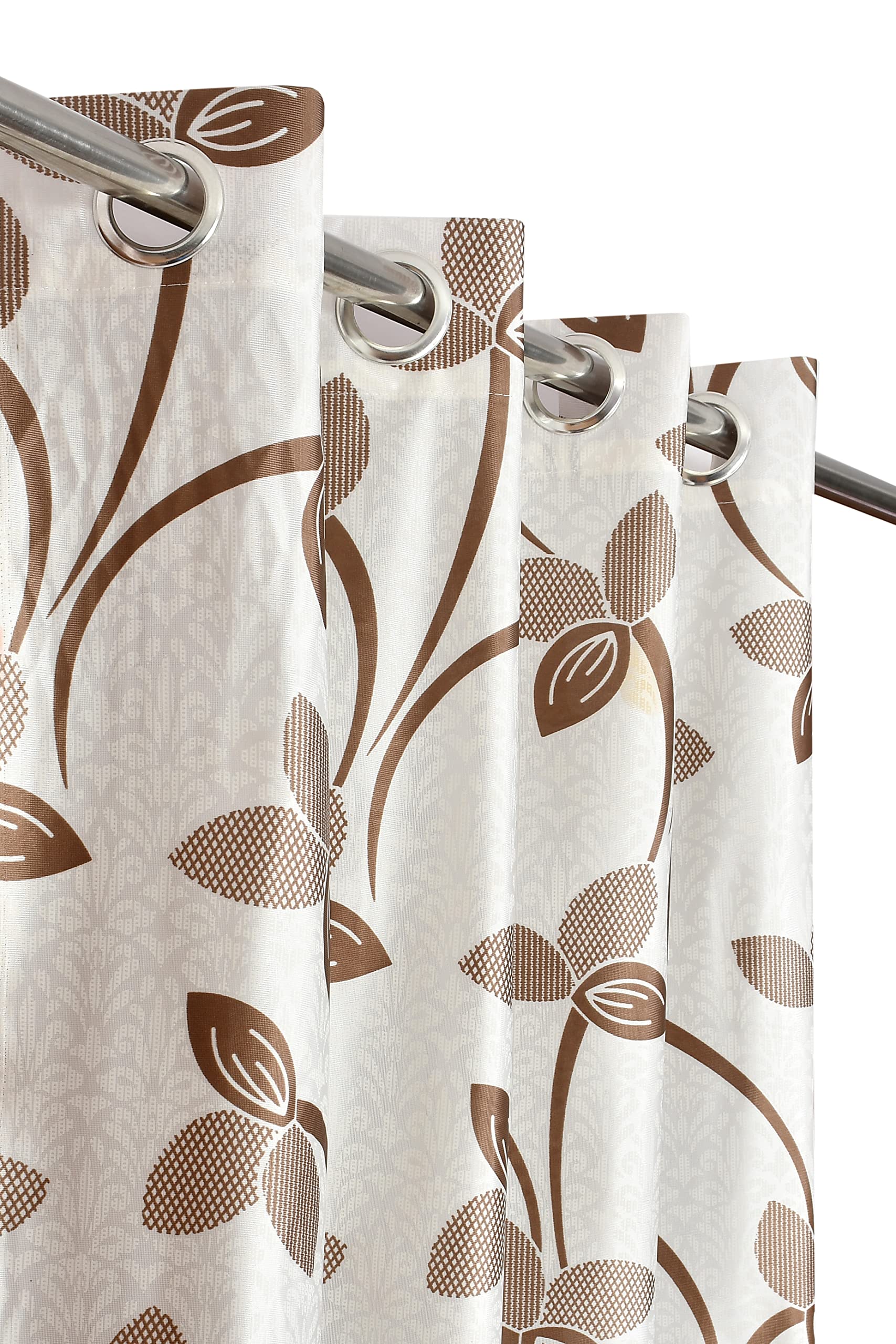 GOYCORS Premium Polyester Window Curtains 5 Feet Long Set Of 2 (Coffee, 4 Feet X 5 Feet, Washable, Floral, Opaque, Grommet)-image-22