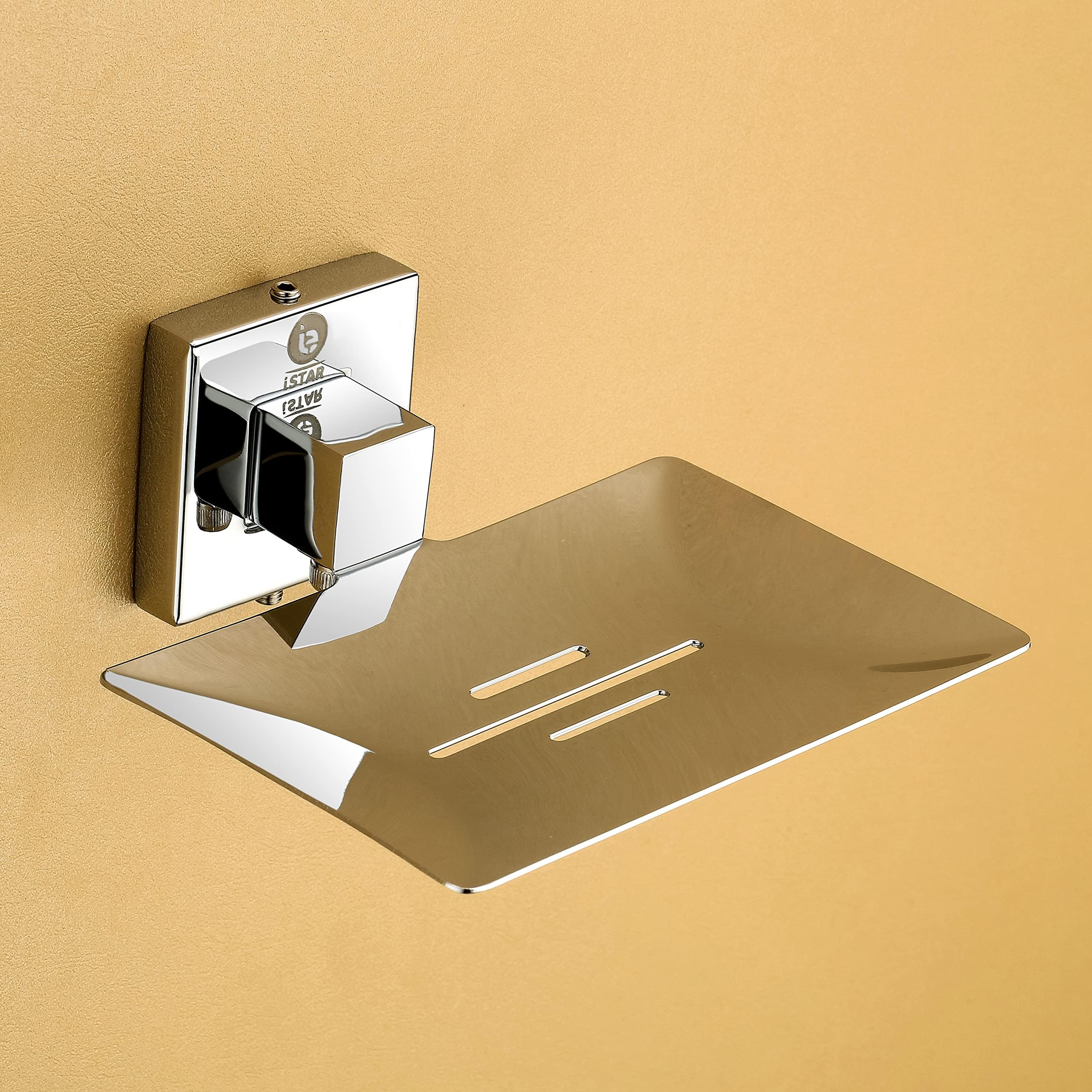 Stainless Steel Chrome Finish Square Soap Dish Holder for Bathroom Soap Case/Soap Stand for Kitchen Bathroom Accessories