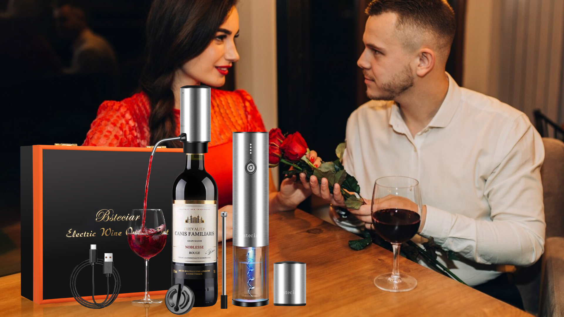 Amazon.com: Electric Wine Bottle Opener Set, with Luxurious Wooden