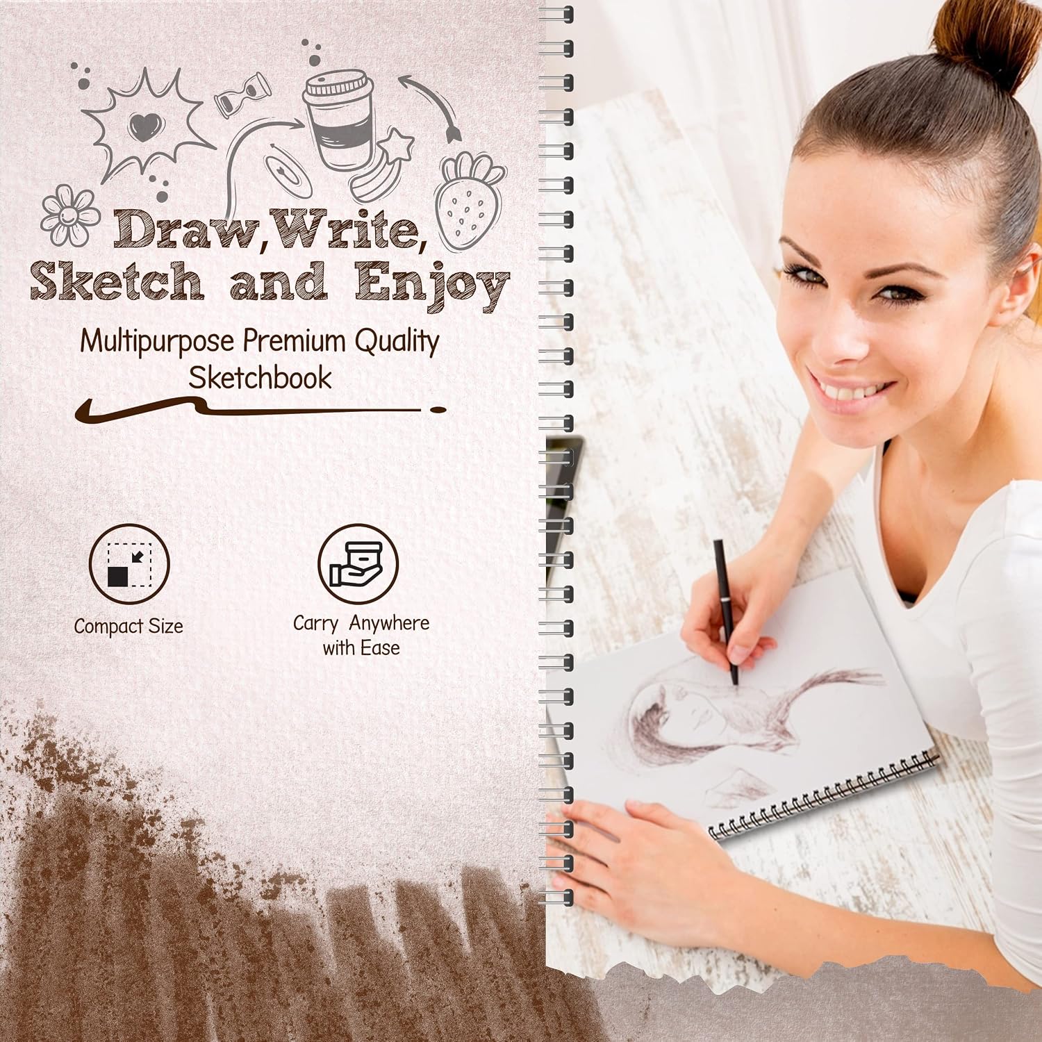 Emraw 8.5" x 11" Sketch Book Side Wire Bound Spiral, Acid Free Sketchbook White Writing, Drawing & Sketching Sketch Pads for Kids Adults Beginners Artists, 30 Sheets Per Sketch Pad, 2 Pack