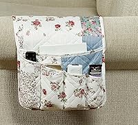 Vista 24 de Brilliant Sunshine Organizador de reposabrazos de sofá de retazos rosa y salvia, organizador de 5 bolsillos, organizador antideslizante para sillón