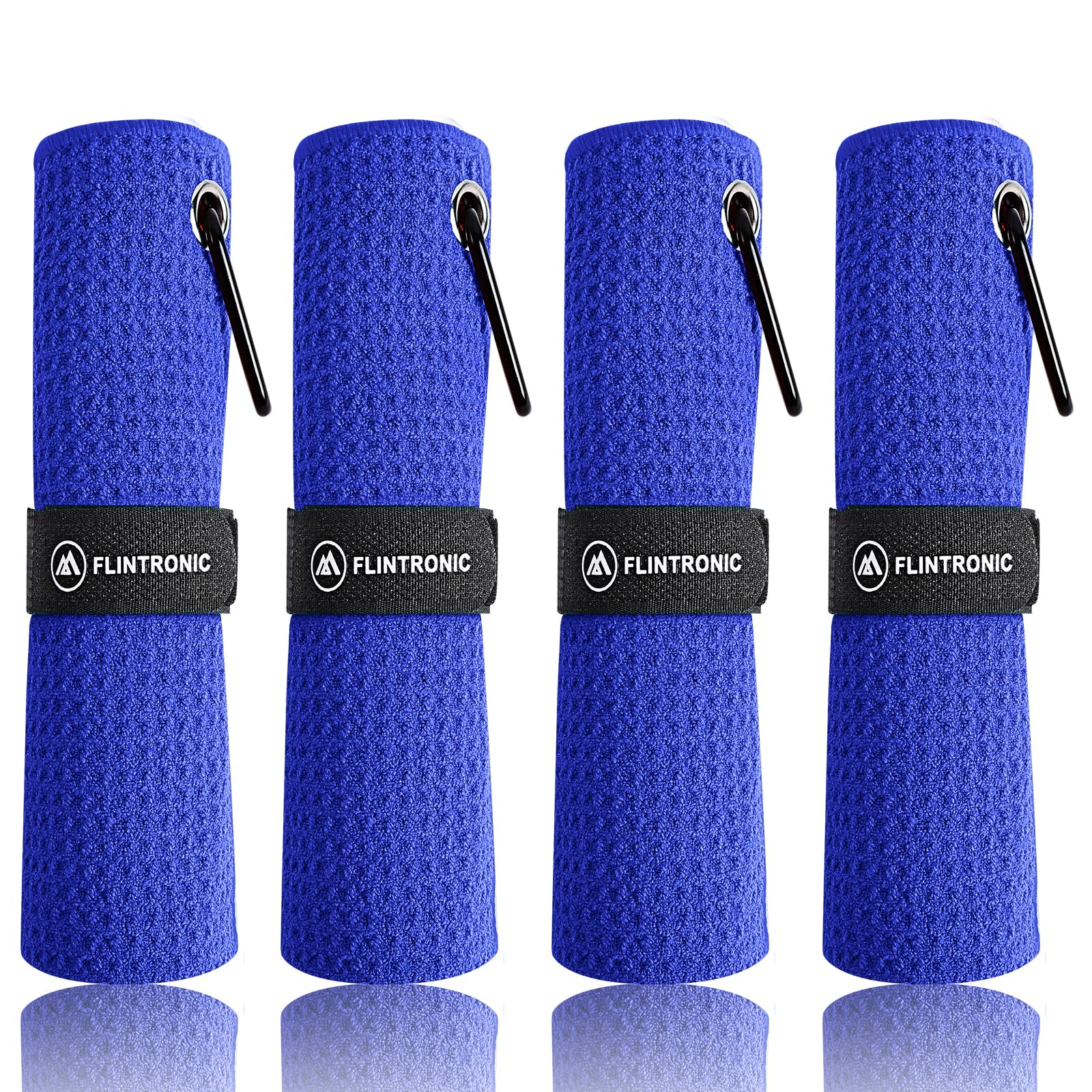 flintronic 4 PCS Golf Towel, Absorbent Microfiber Fabric, Portable Multifunction Golf Towels with Carabiner Clip for Golf Bags Fitness Sport Outdoor Yoga
