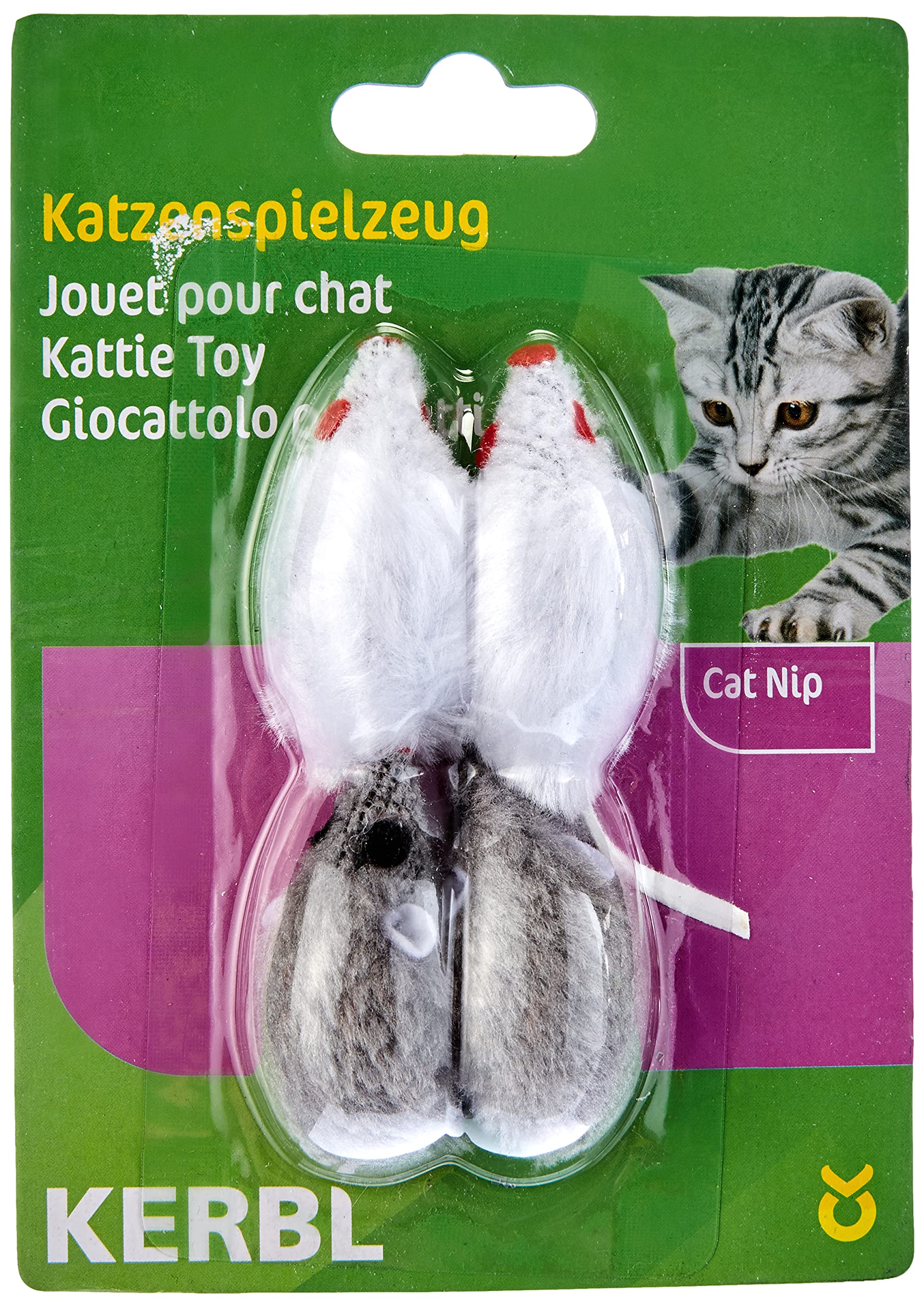 Kerbl Pet 84255 myszka, 4 worki, 5 cm, szary/biały