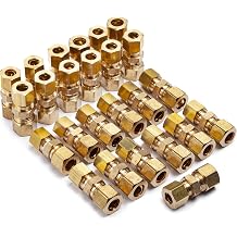 LTWFITTING 3/8-Inch OD x 5/16-Inch OD Compression Reducing Union,Brass Compression FittingPack of 25