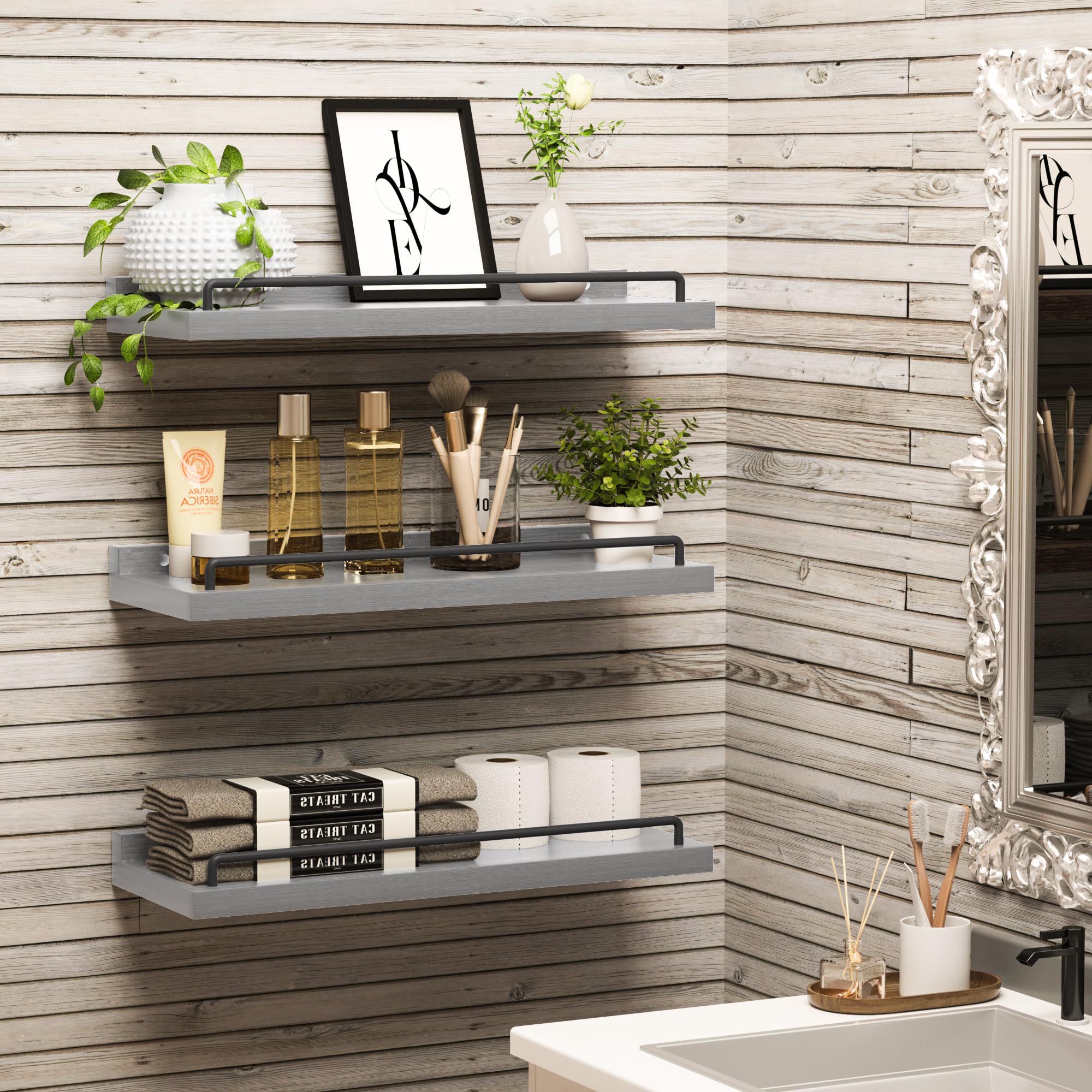 RYOFOBETTO Floating Shelves, Bathroom Decor Shelves Over Toilet