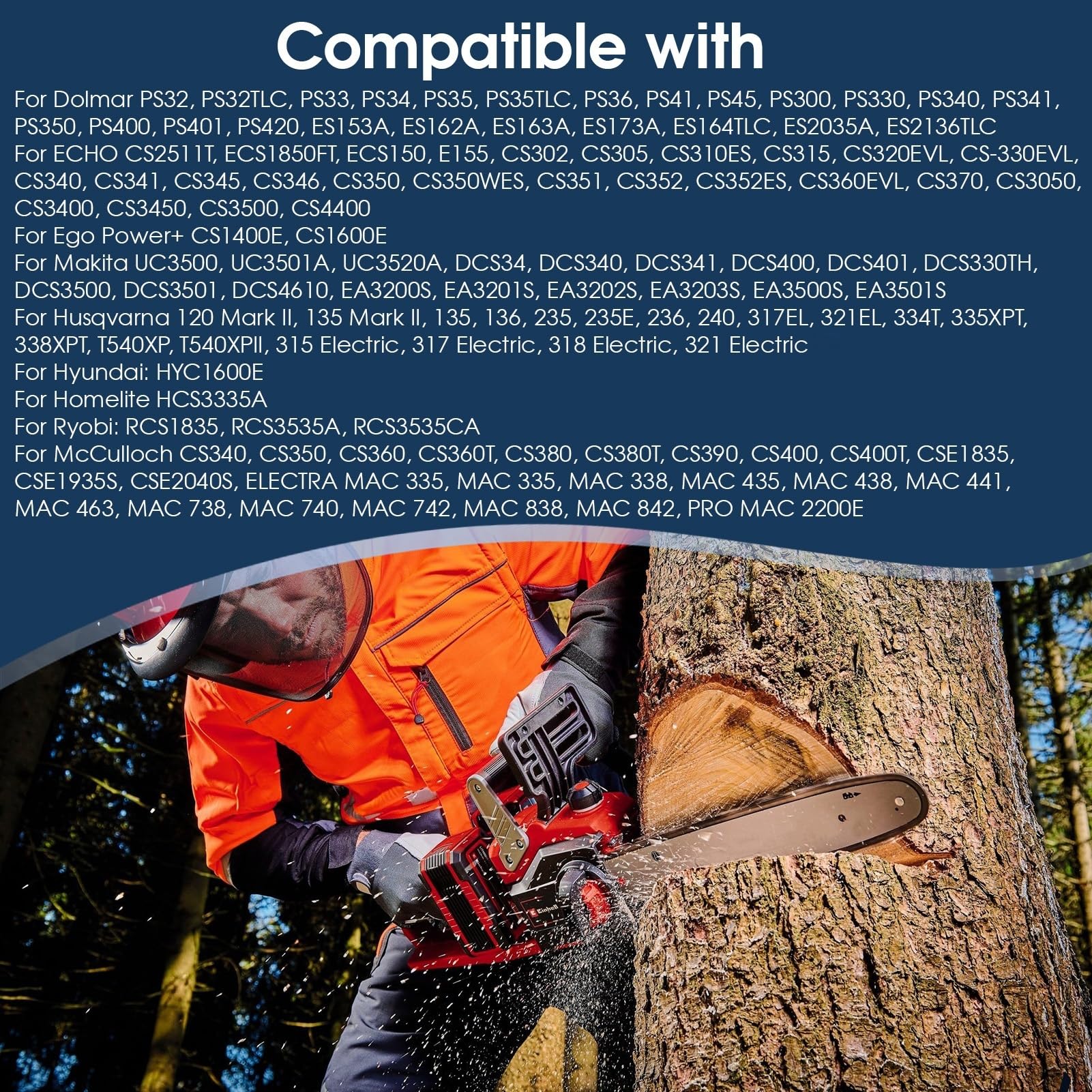 Cadena de motosierra compatible con Oregon 91PX052 91P052 91PJ052 91VG052 Ryobi, Husqvarna, McCulloch, Matika, Einhall, AL-KO, B&Q, Black & Decker, Bosch y más LP 52DL de 3/8 pulgadas, calibre