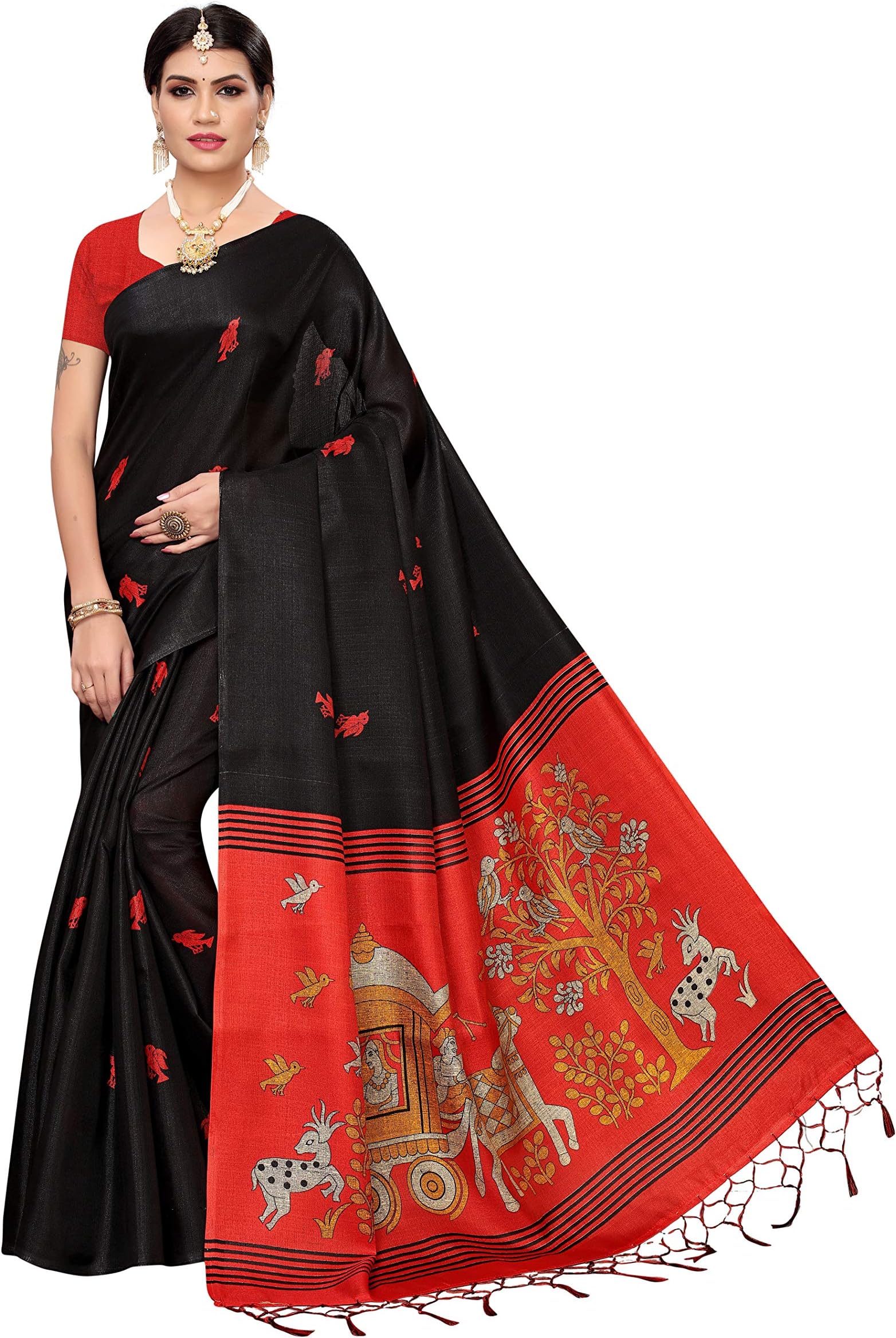 GoSriKiWomen's Silk Blend Saree