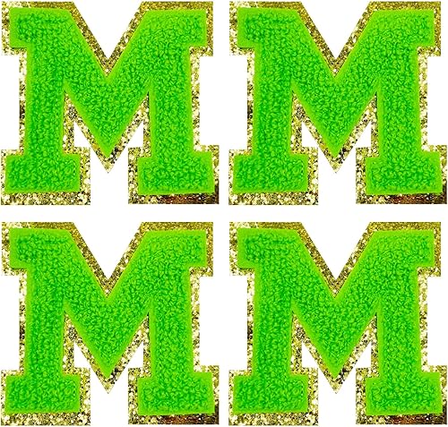 Miniatura 176 de Jongdari Letras termo-adhesivas de felpilla para ropa, parches de letras del alfabeto con brillantina para coser, con adhesivo planchado, 4