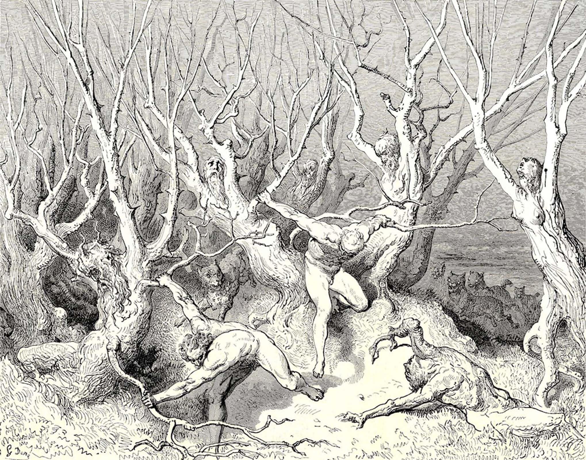ARTXLXXBN Famous Painting Canvas Artwork Graffiti Print The Inferno Cantoline Gustave Dore Portrait Canvas Image for Home Decor 60x90cm