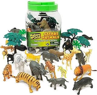 40-Piece Safari Animals Toy Set - Assortment of Miniature Plastic Toy Wild Animal Figurines for Kids and Toddlers - Includes Elephants, Tigers, Zebras,and More!