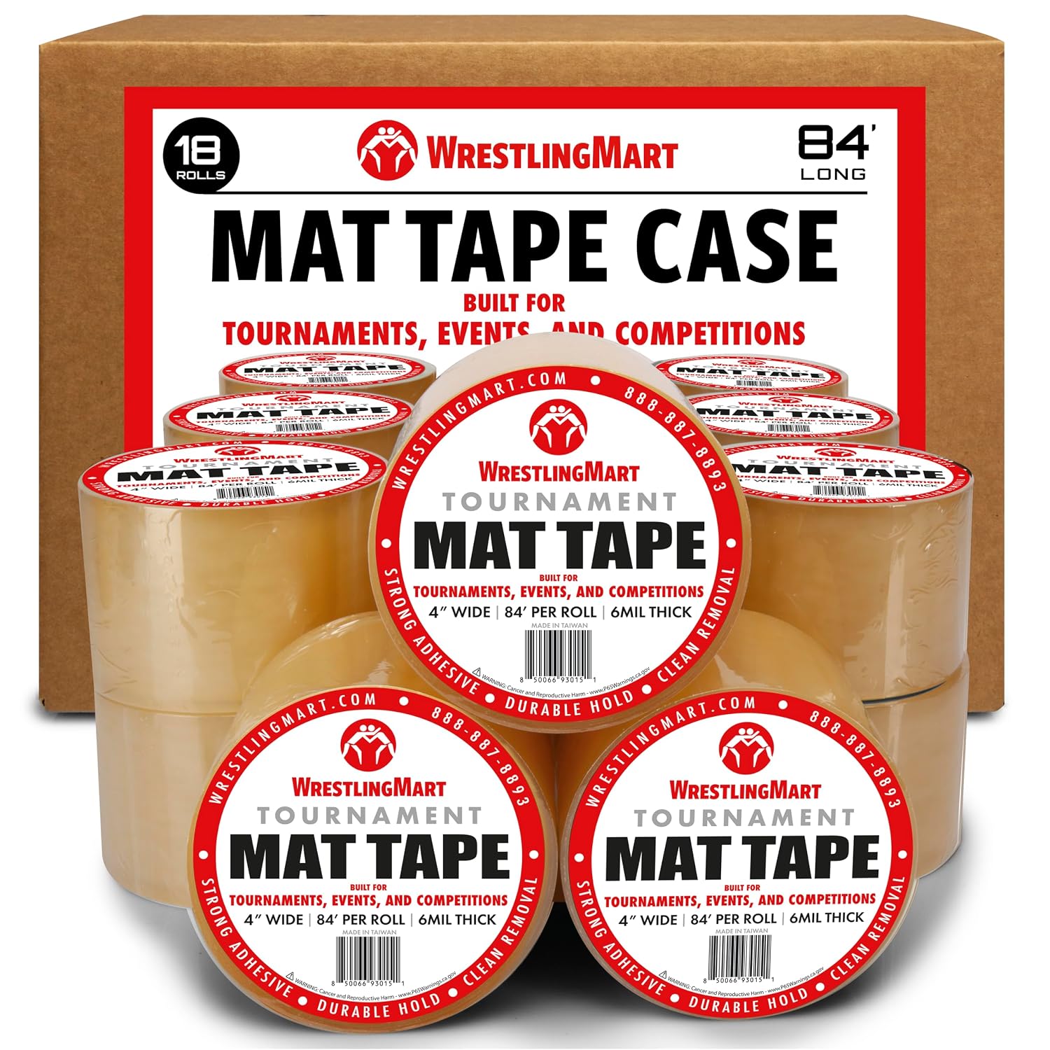 WrestlingMart Tournament Wrestling Mat Tape - Tough & Reliable Clear Vinyl Wrestling Tape for Mats - Built for Tournaments, Competitions & Various Athletic Events (1 Roll)
