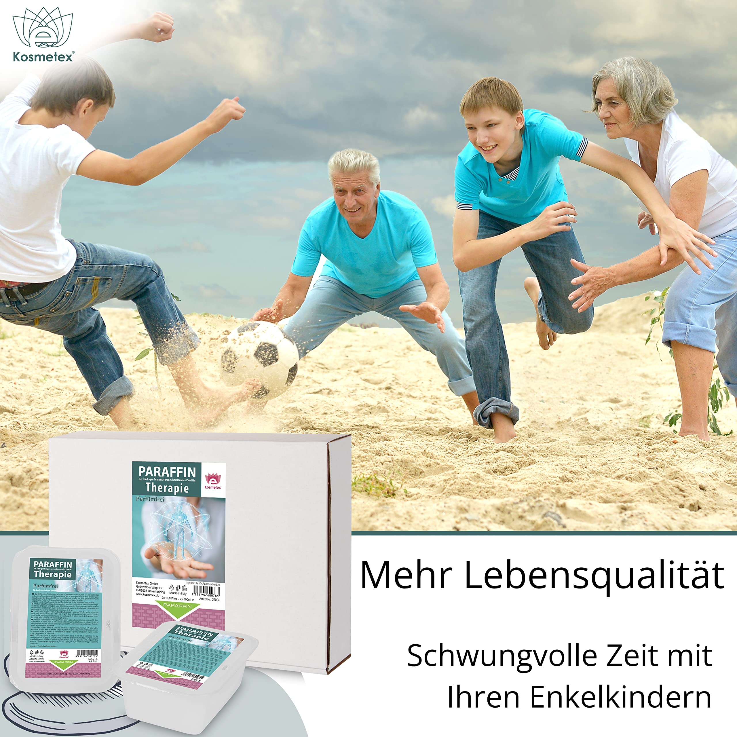 Kosmetex Paraffin-Therapie – Paraffinbad Hände + Füße – zur begleitenden Therapie bei rheumatischen Beschwerden, Gelenkentzündungen – Paraffin-Block für Wax-Erwärmer - Parfümfrei (2x 500ml)