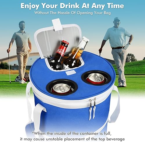 Miniatura 3 de Tirrinia Hielera grande emergente, hielera plegable aislada con mesa plana para bebidas, enfriador redondo ligero y portátil para viajes, pesca,