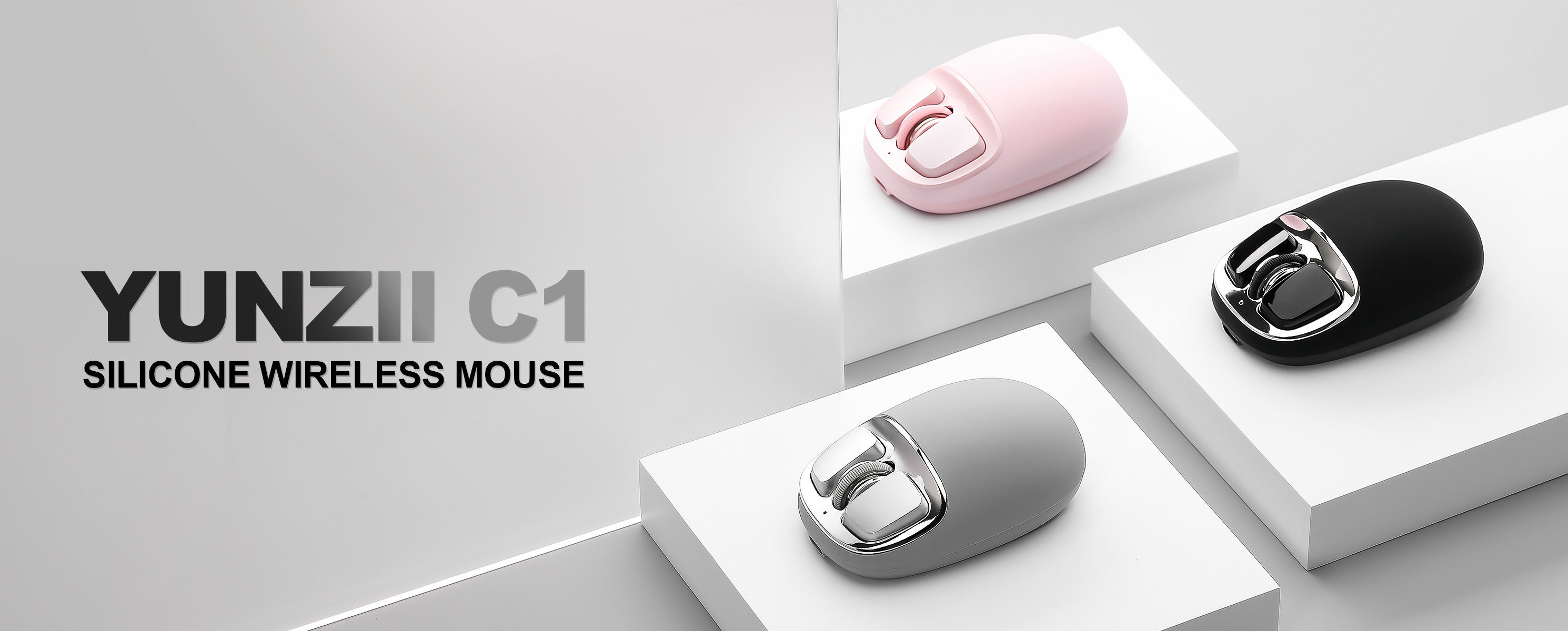YUNZll C1 Silicone Wireless Mouse, Tri-Mode 2.4G/USB-C/Bluetooth