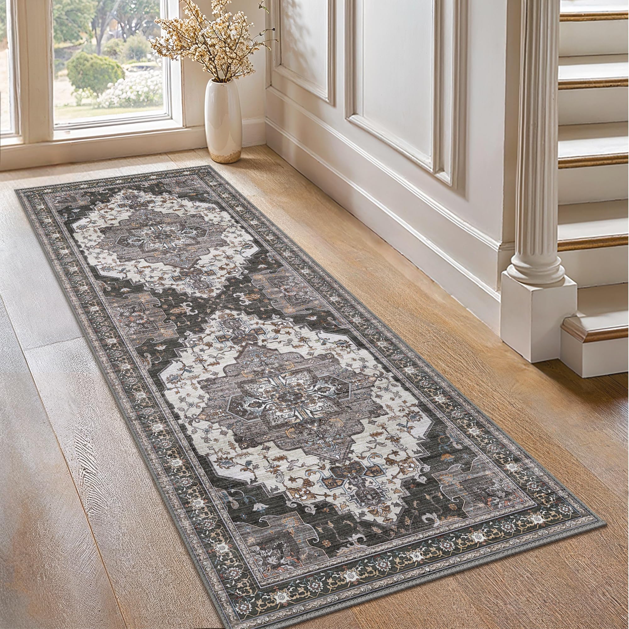 GENIMO Rugs Living Room 60x120CM Runner Rug Machine Washable Non Slip Boho Vintage No Pile Carpet for Bedroom Hallway, Lounge - Image 2