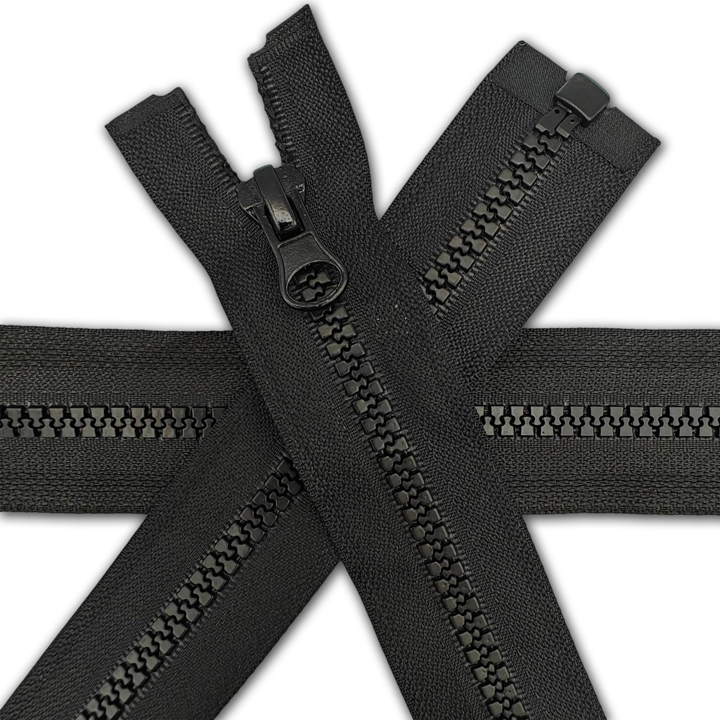 1 pc Black Chunky Zipper 13.7'' | Open-End Fastener Size #5 | Single Slider, One-Way Plastic Resin Zip for Sewing, Jackets, Coats, DIY Repair, Tailoring | Replacement Zipper 35cm