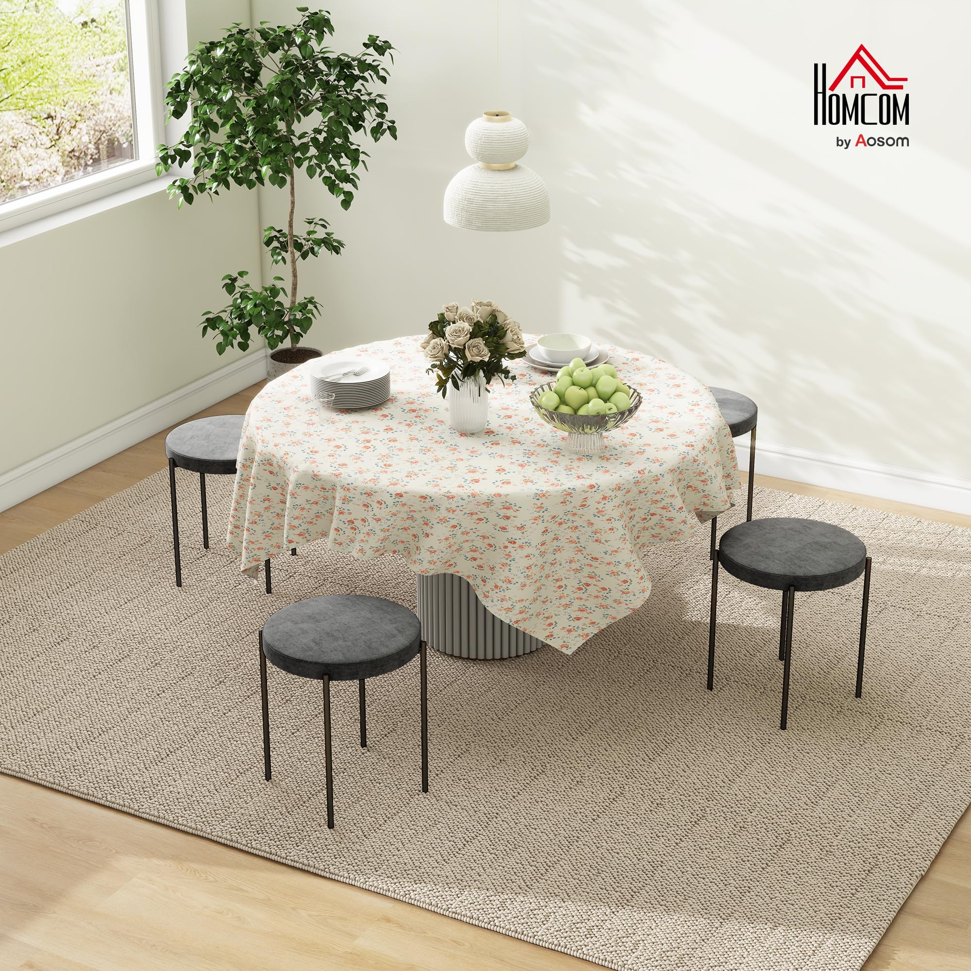 HOMCOM Lot de 4 tabourets de Salle à Manger empilables en métal avec Aspect Velours - pour Salle à Manger, Salon - Gris foncé