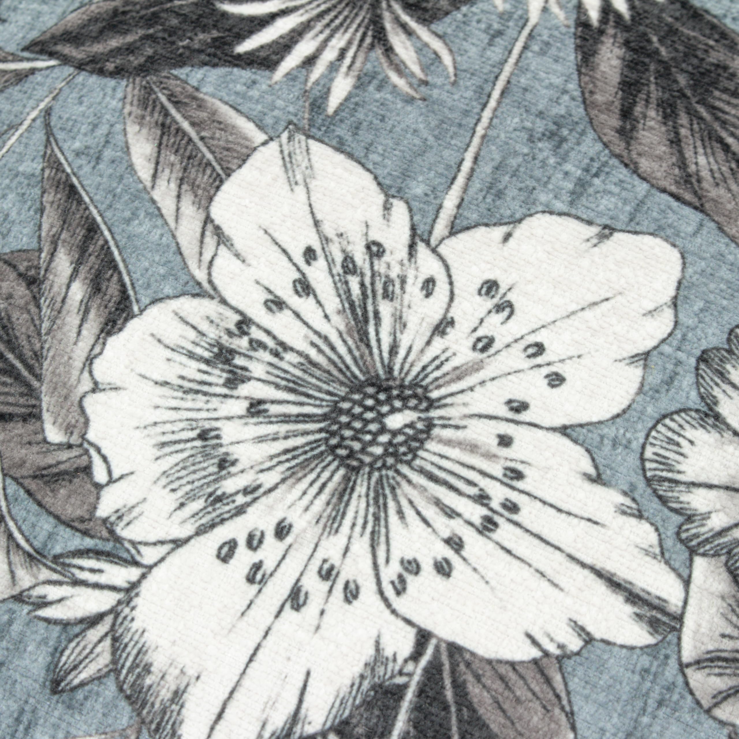 furn. Wylder Nature Harlington Botany Floral Piped Cushion Cover, Petrol, 50 x 50 cm (Pack of 1) - Image 4
