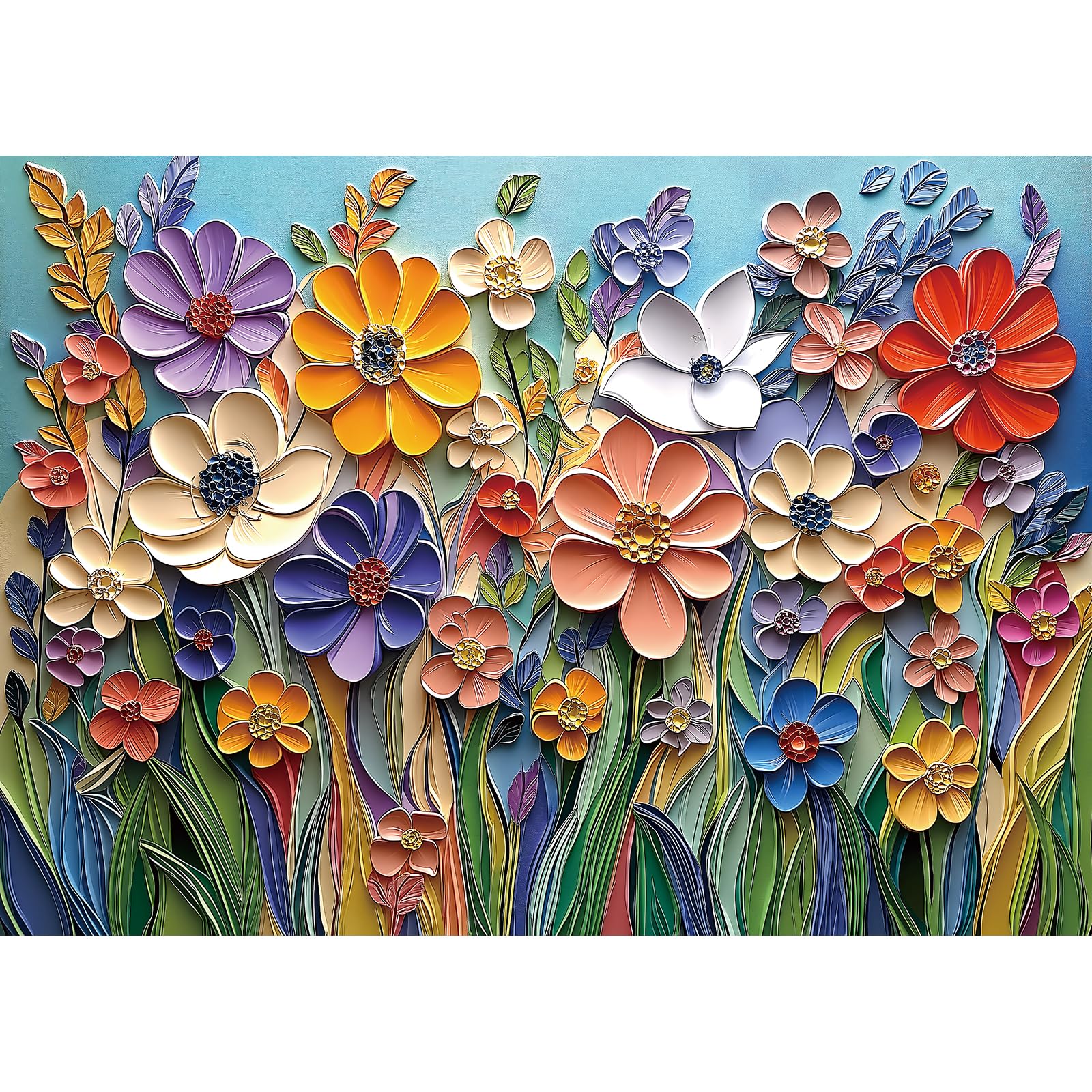 Amazon.com: MINIWAN Colorful Embossed Flowers Puzzles for Adults