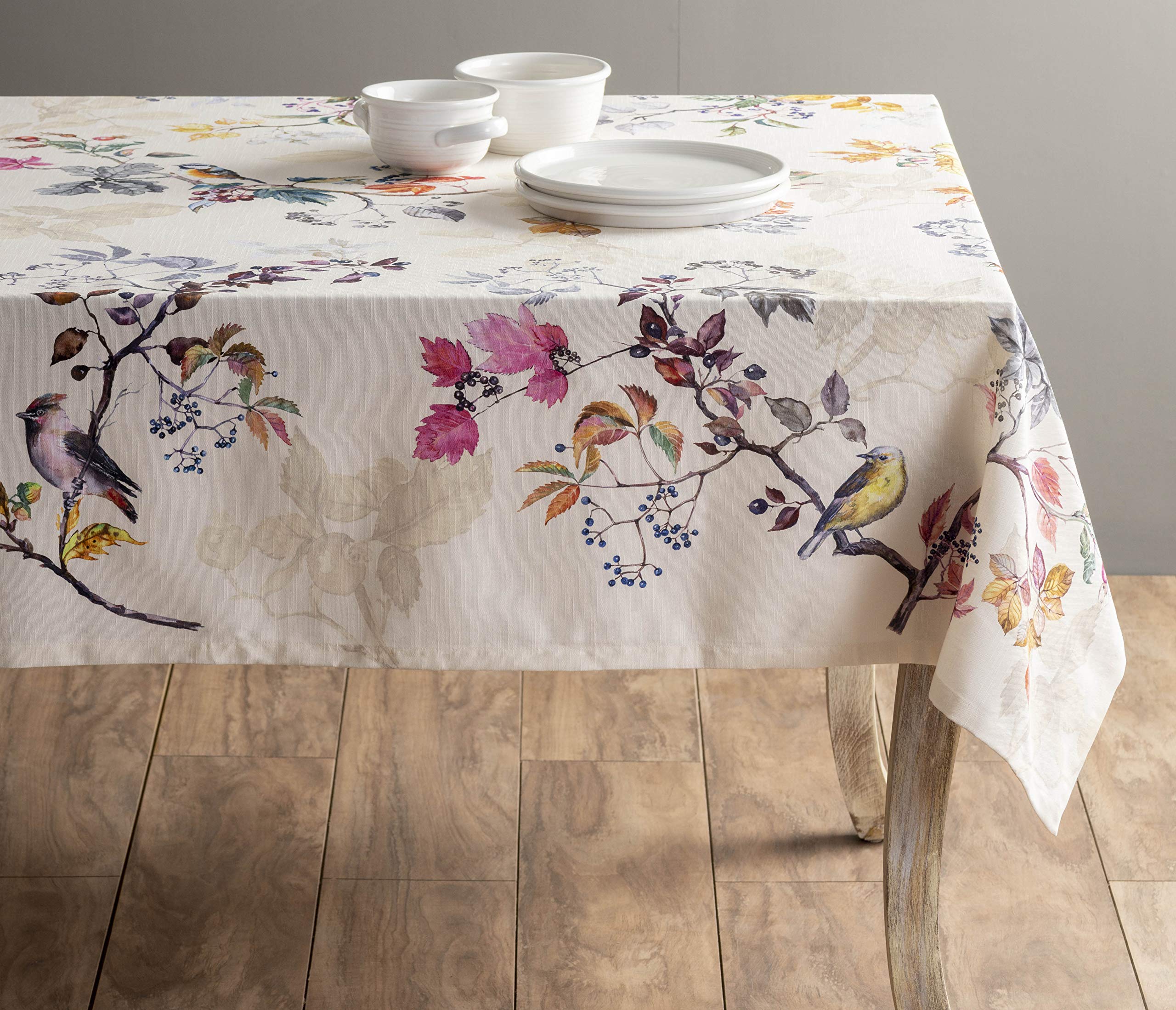 Maison d' Hermine Equinoxe - Beige, tovaglia in 100% cotone, per cucina, cena, tavolo, decorazione per feste, matrimoni, giorno del Ringraziamento, Natale (rettangolare, 160cm x 220cm)